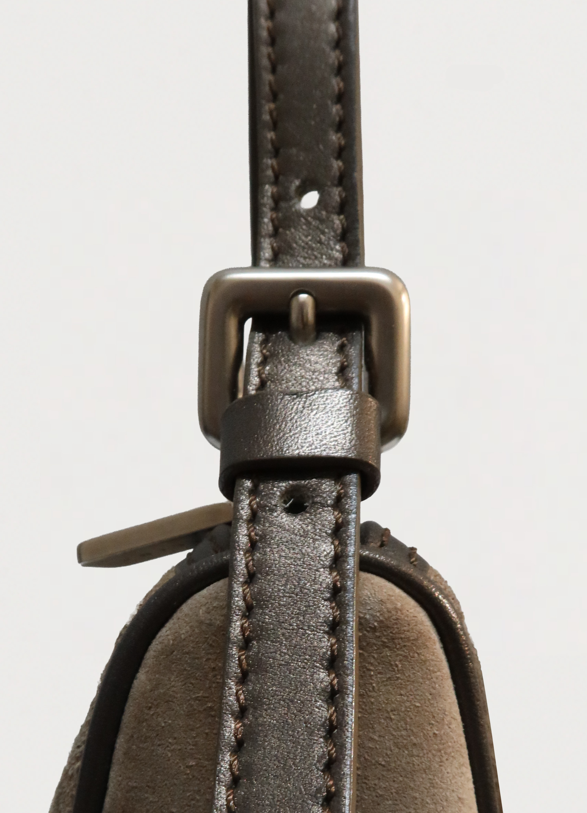 C MACADAM MONOGRAM SUEDE SHOULDER BAG