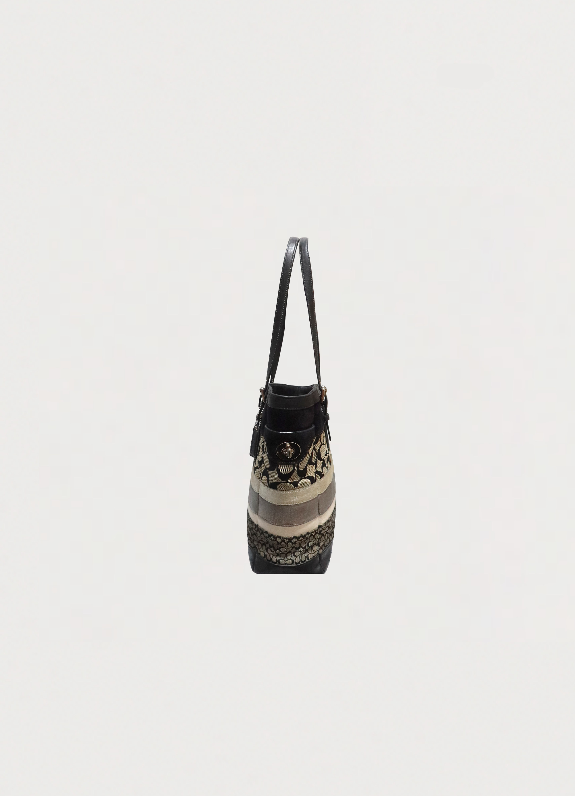 SIGNATURE STRIPE PATCHWORK MEDIUM TOTE BAG