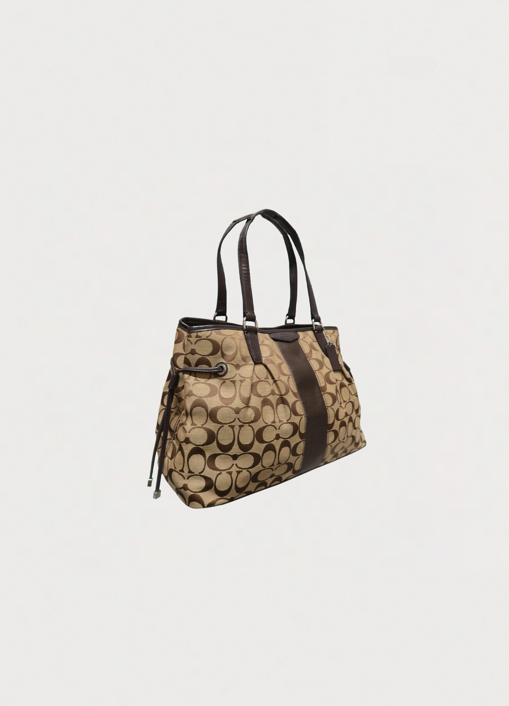 SIGNATURE STRIPE DRAWSTRING CARRYALL SHOULDER BAG