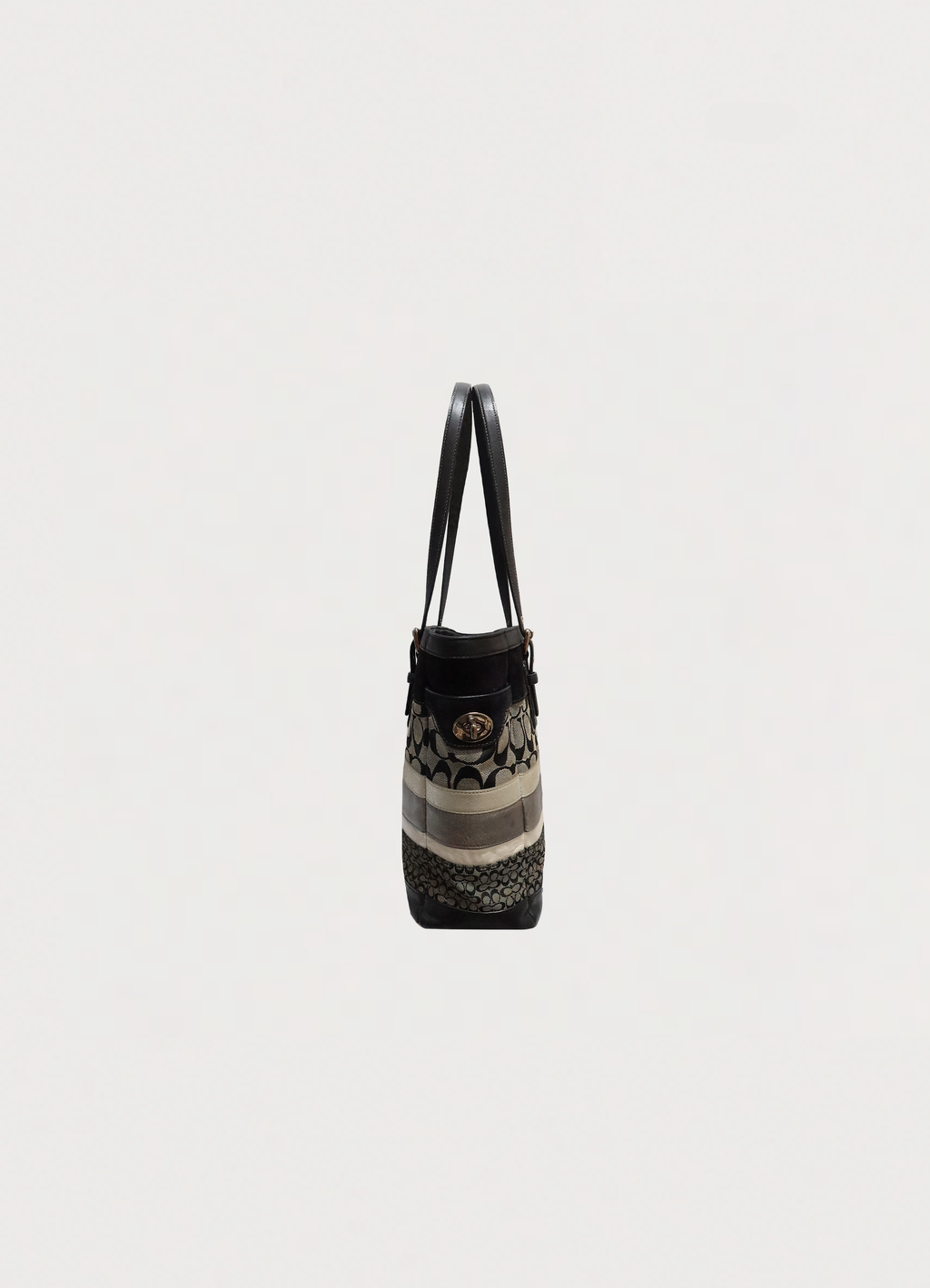 SIGNATURE STRIPE PATCHWORK MEDIUM TOTE BAG