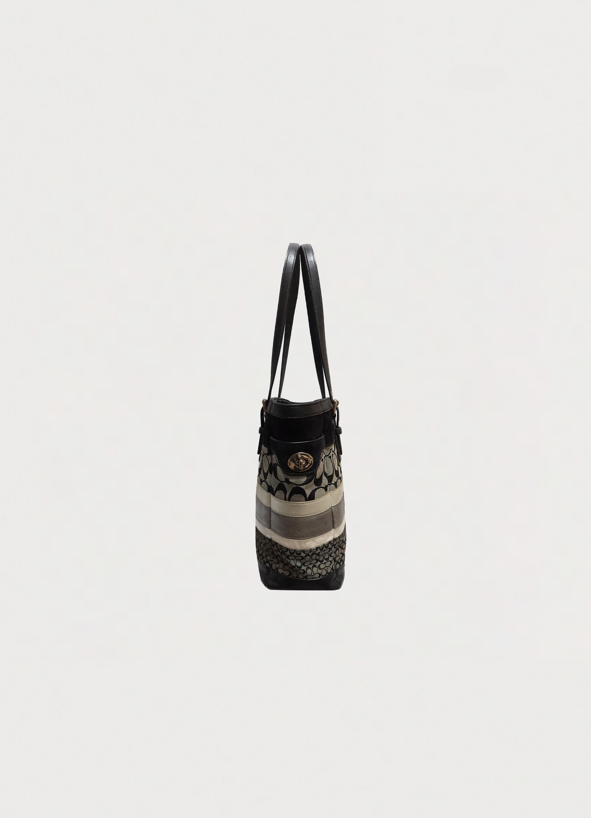 SIGNATURE STRIPE PATCHWORK MEDIUM TOTE BAG