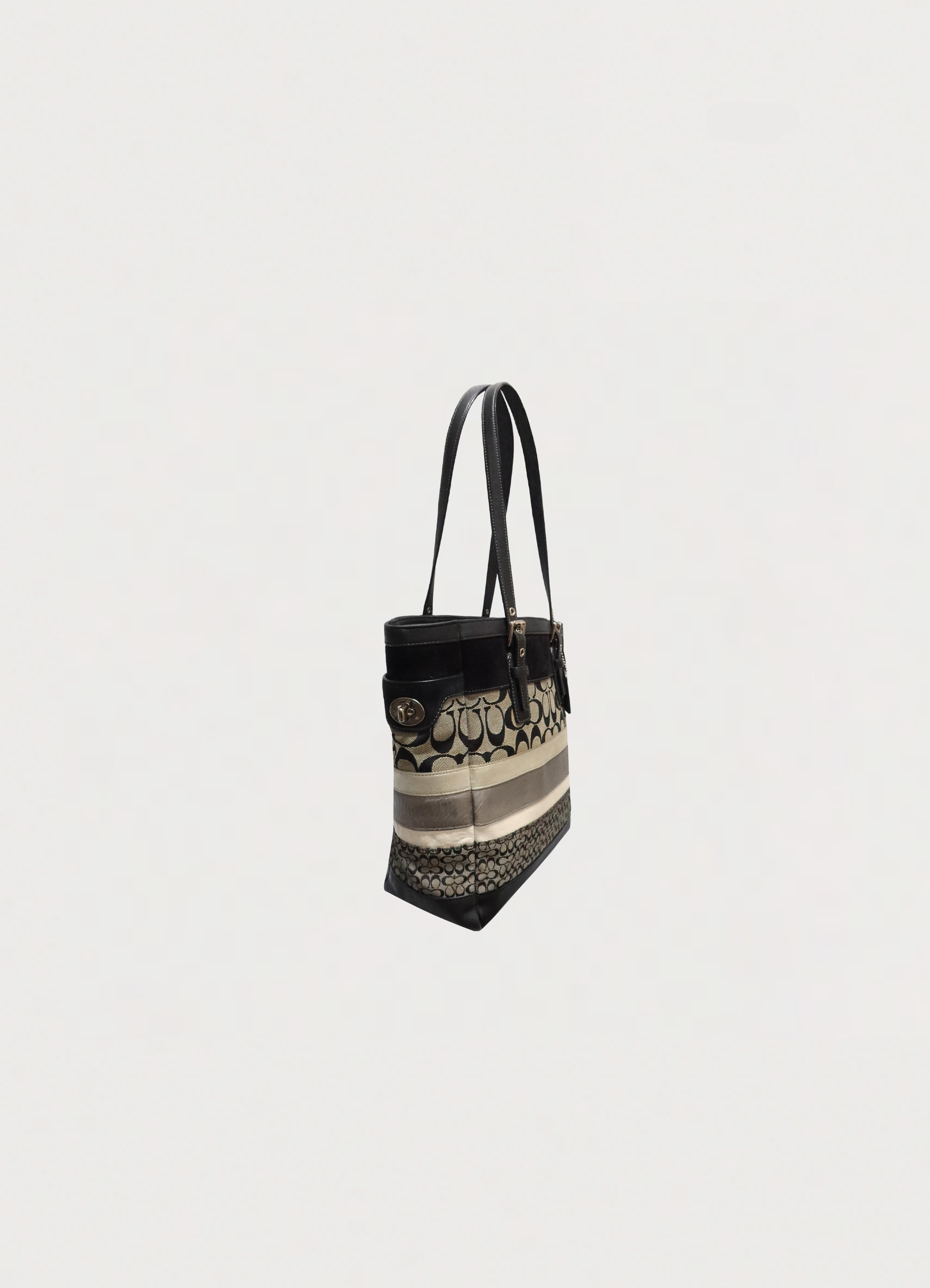 SIGNATURE STRIPE PATCHWORK MEDIUM TOTE BAG