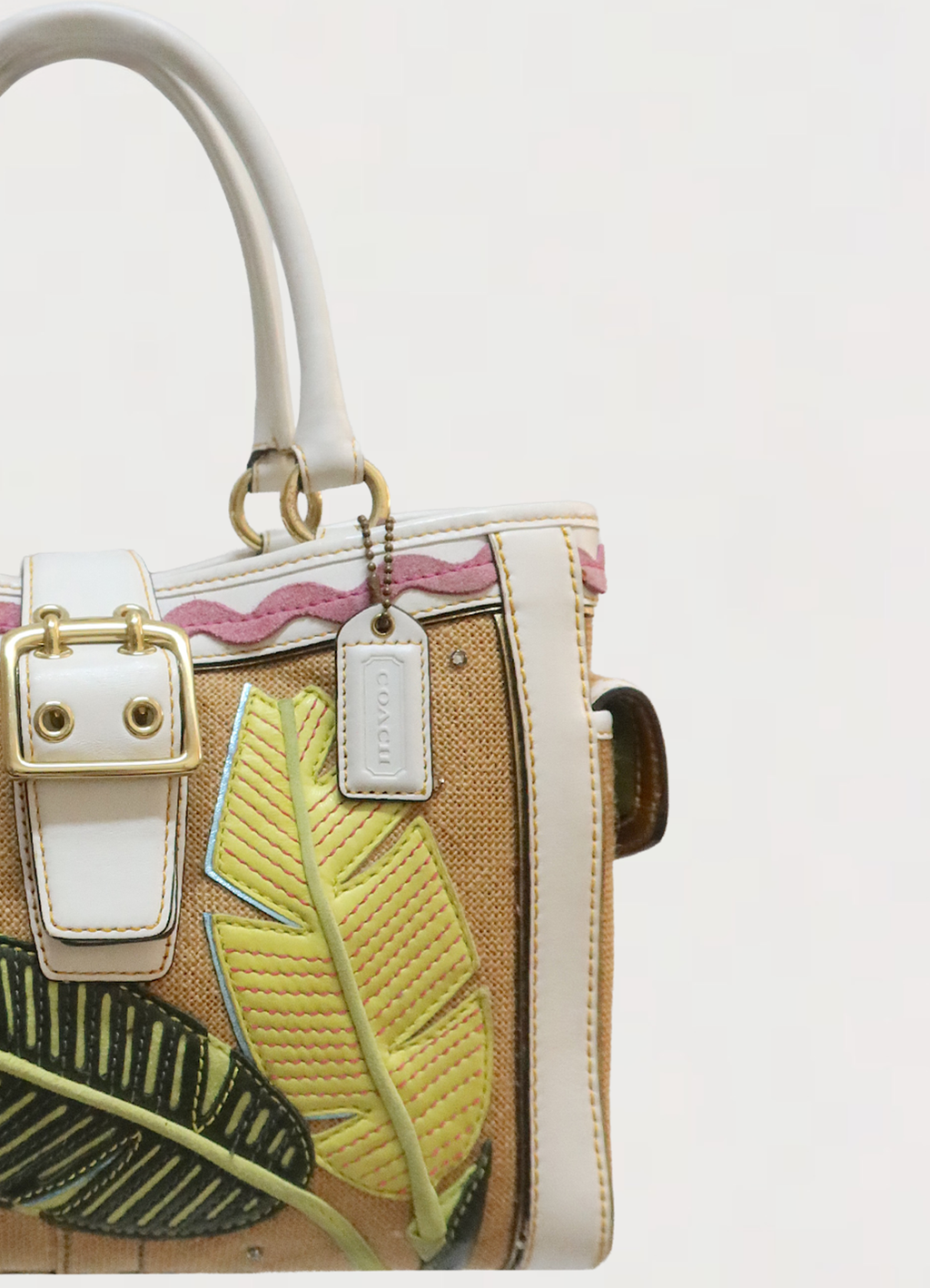 LIMITED EDITION LADYBUG TROPICAL LEAF BOXY STRAW TOTE BAG