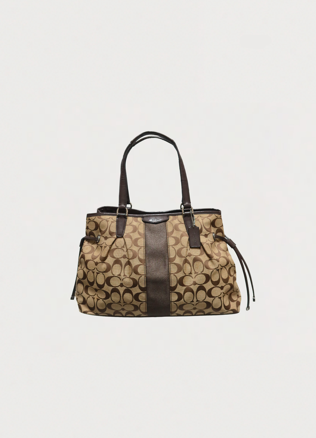 SIGNATURE STRIPE DRAWSTRING CARRYALL SHOULDER BAG