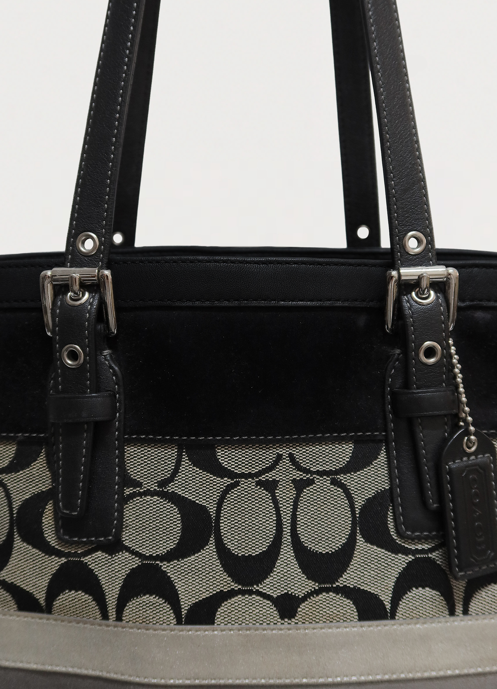 SIGNATURE STRIPE PATCHWORK MEDIUM TOTE BAG