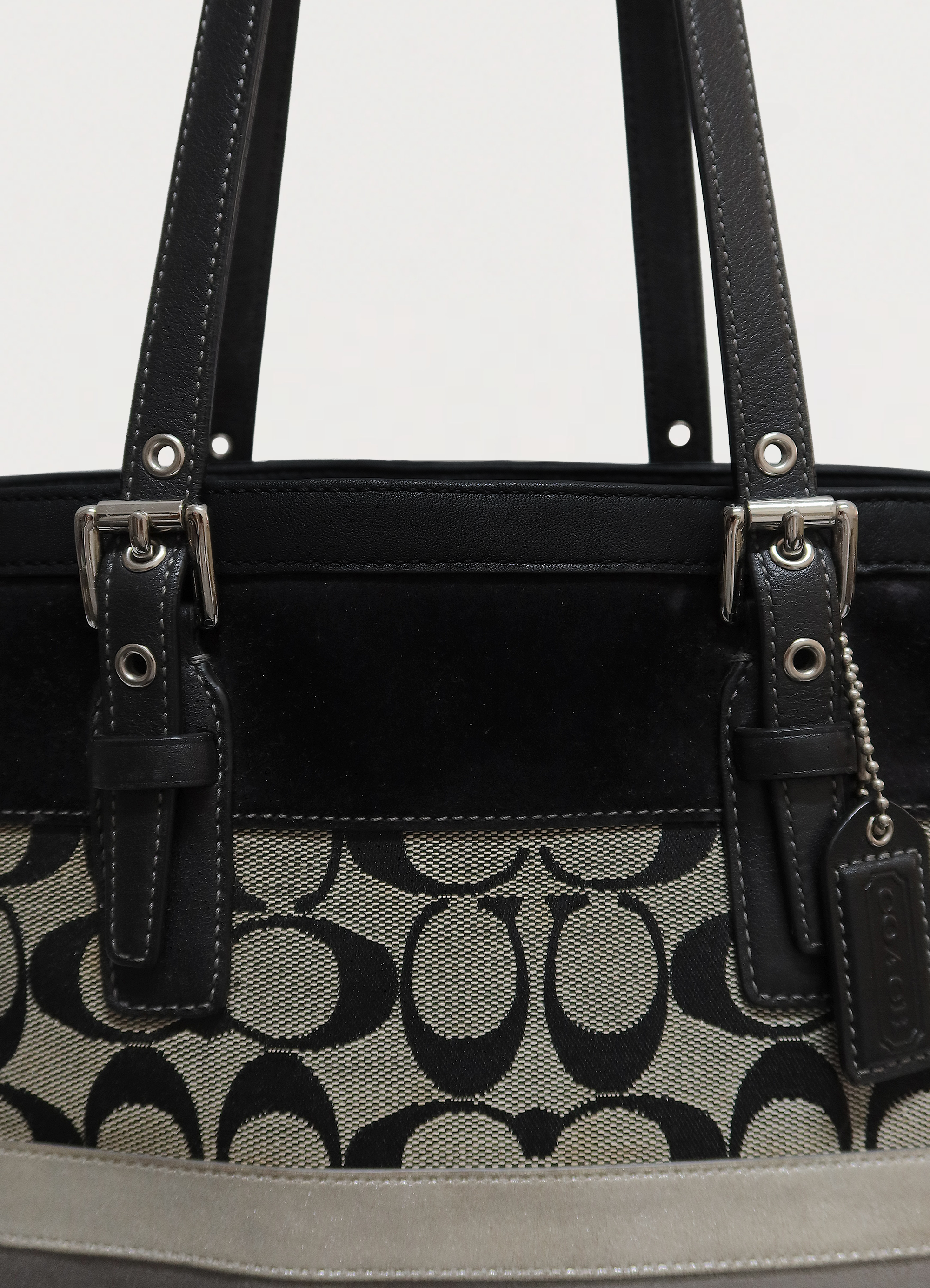 SIGNATURE STRIPE PATCHWORK MEDIUM TOTE BAG