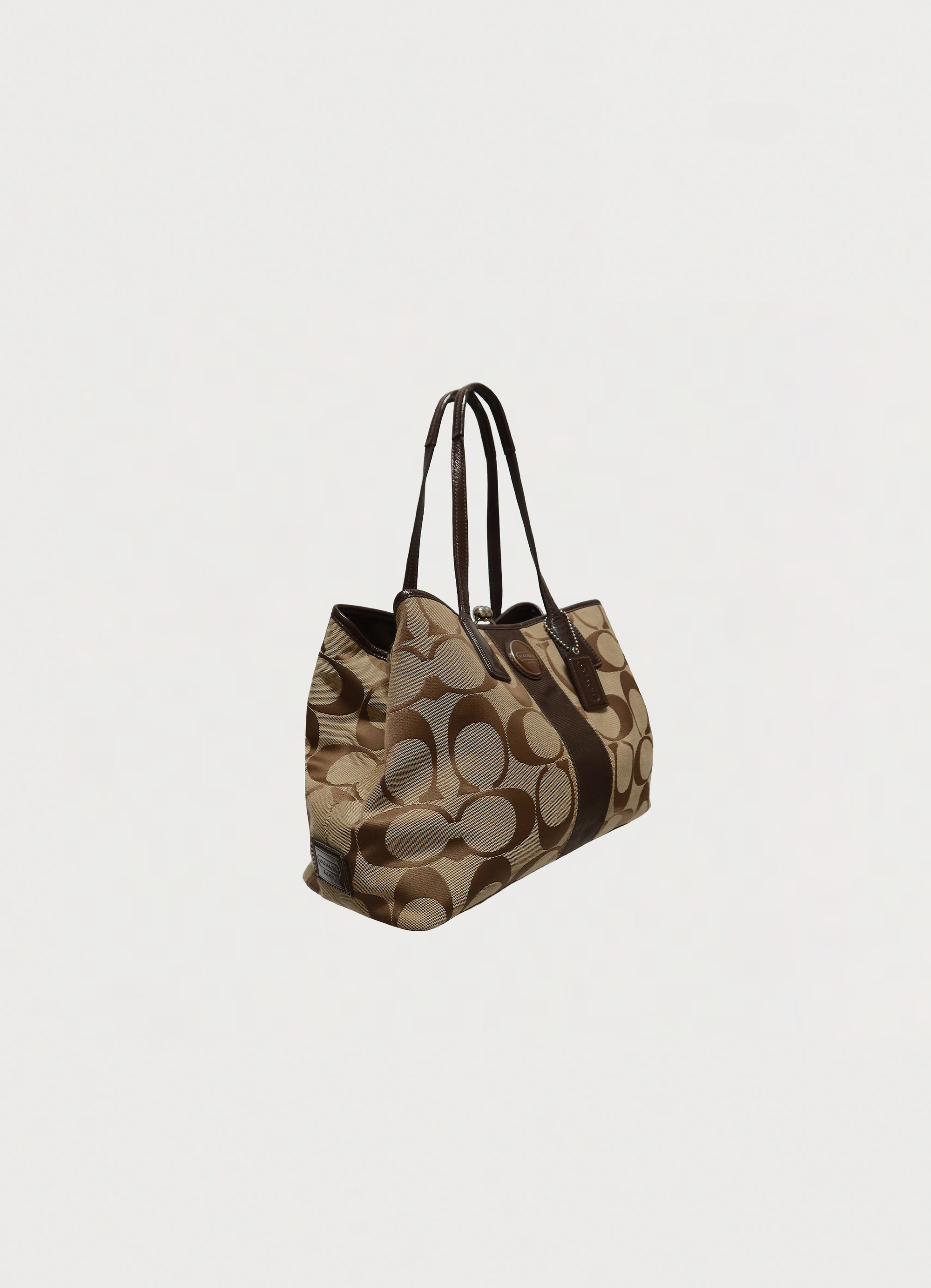 SIGNATURE STRIPE FRAMED KISSLOCK CARRYALL TOTE BAG