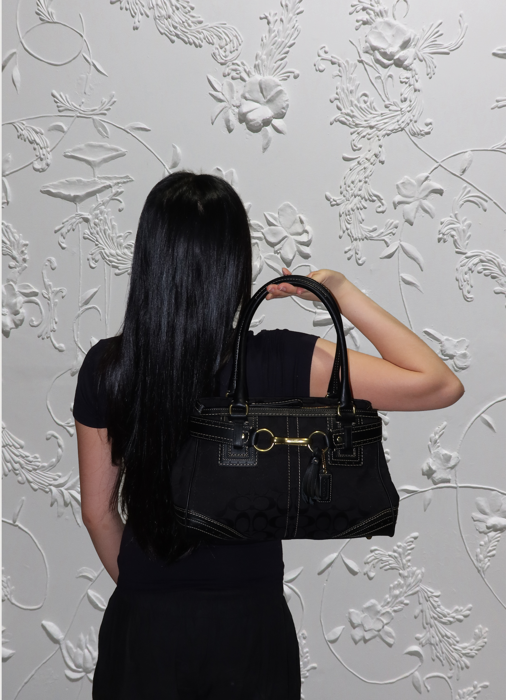 HAMPTONS MONOGRAM CARRYALL SATCHEL BAG