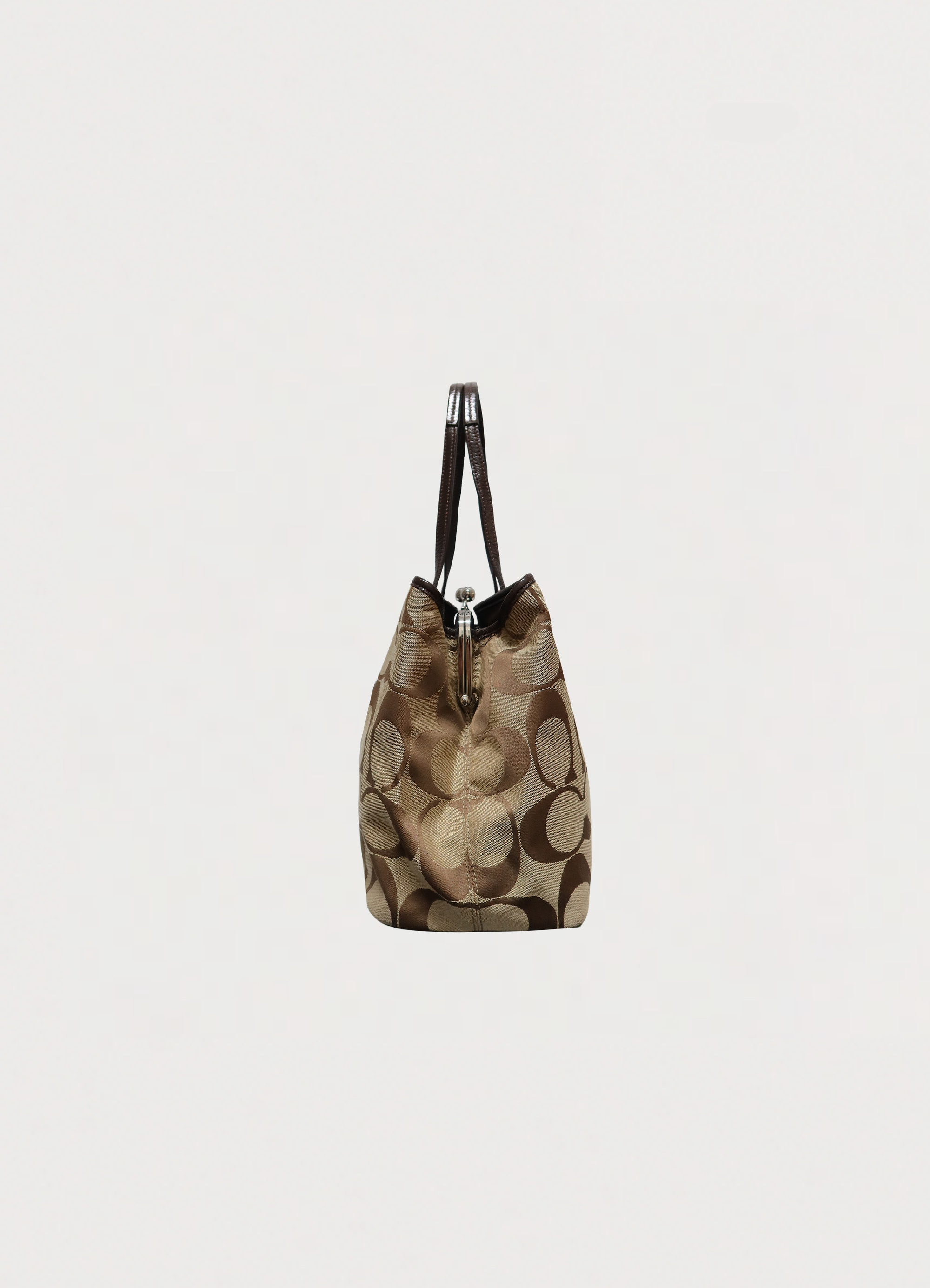 SIGNATURE STRIPE FRAMED KISSLOCK CARRYALL TOTE BAG