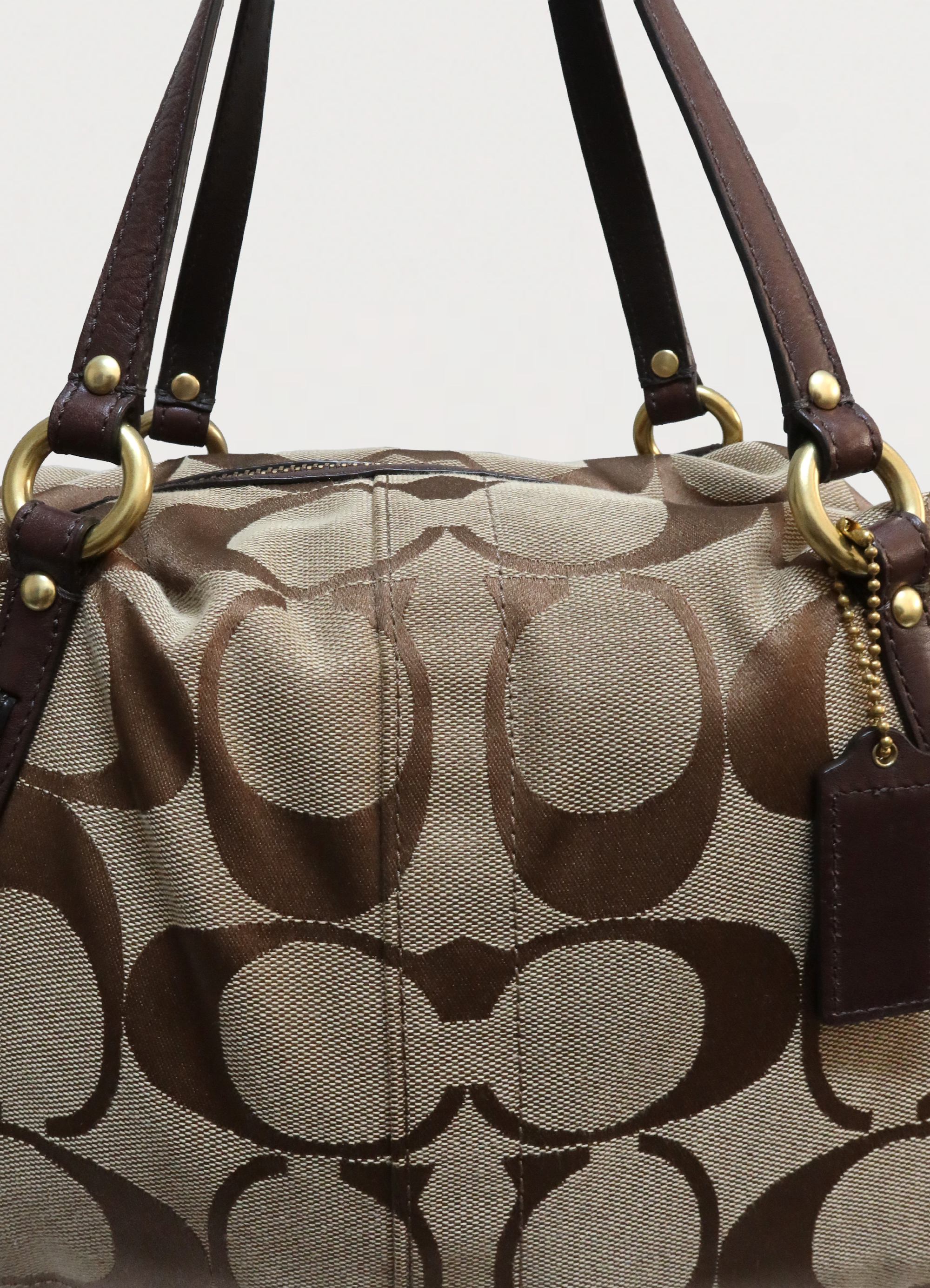 SIGNATURE MONOGRAM SATCHEL SHOULDER BAG