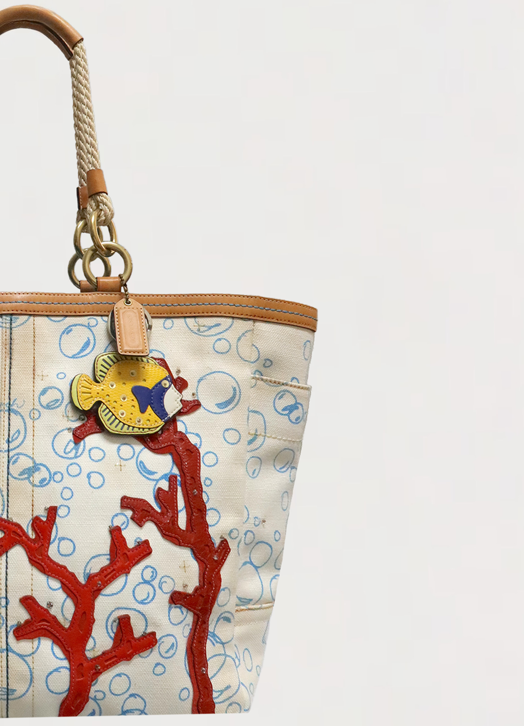 LIMITED EDITION RESORT BUBBLE FISH CORAL TOTE BAG