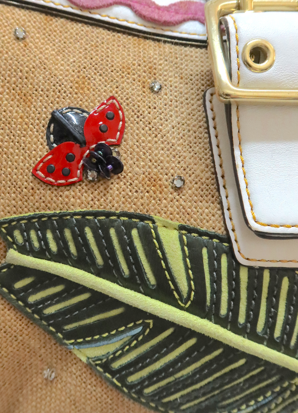 LIMITED EDITION LADYBUG TROPICAL LEAF BOXY STRAW TOTE BAG