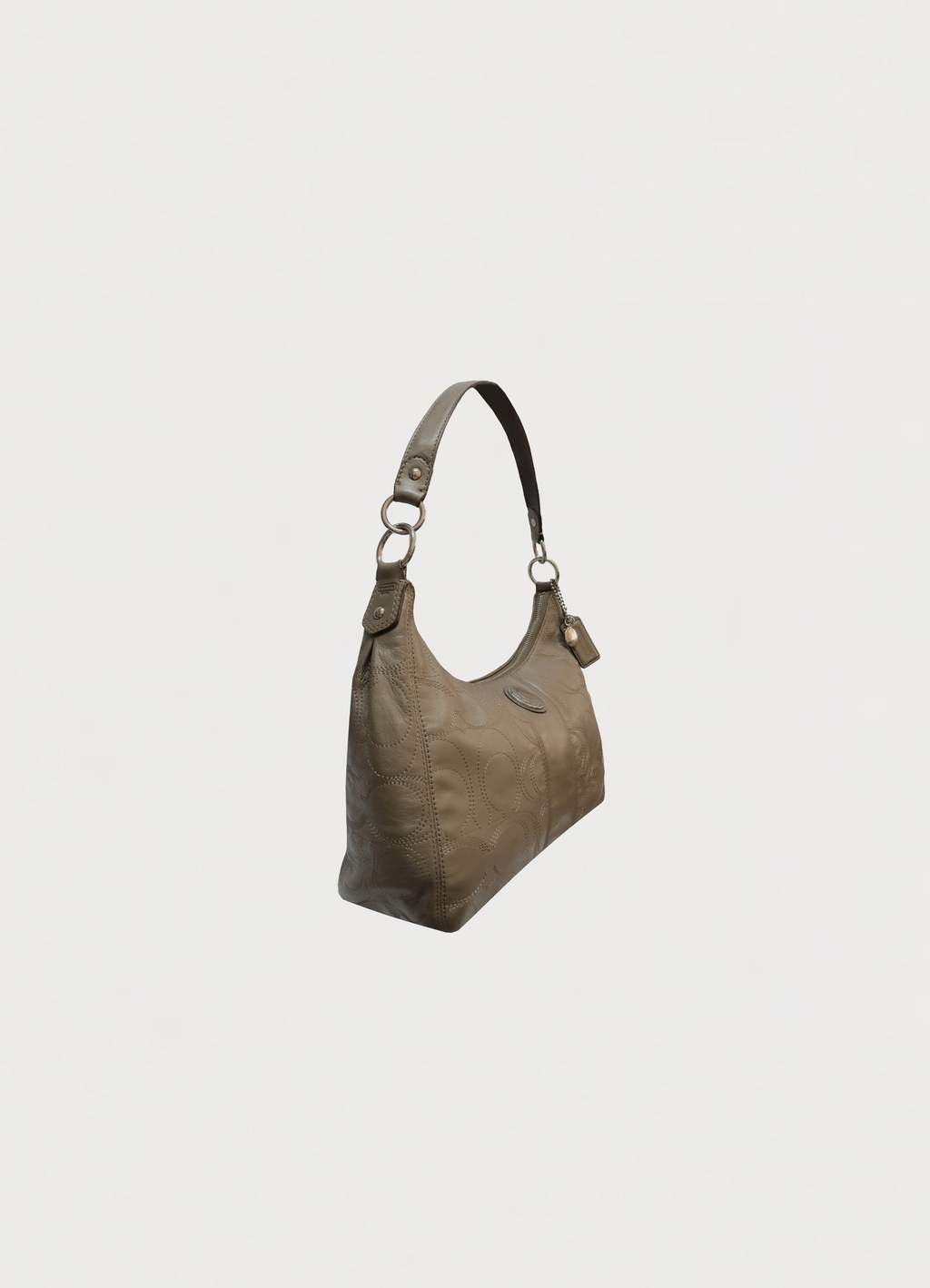 STITCHED SIGNATURE METALLIC HOBO SHOULDER BAG