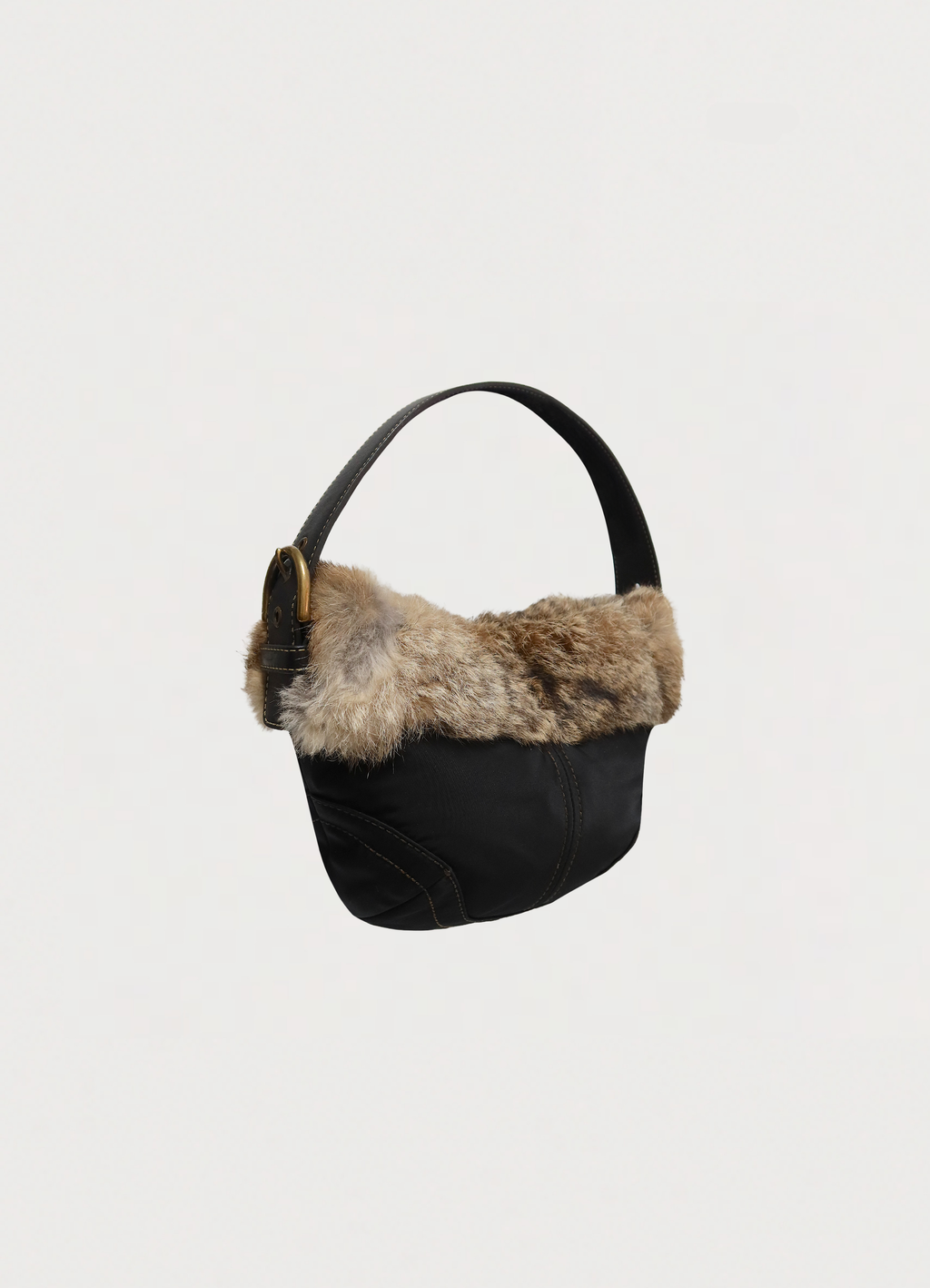 PARKA SOHO RABBIT FUR TRIM HOBO BAG