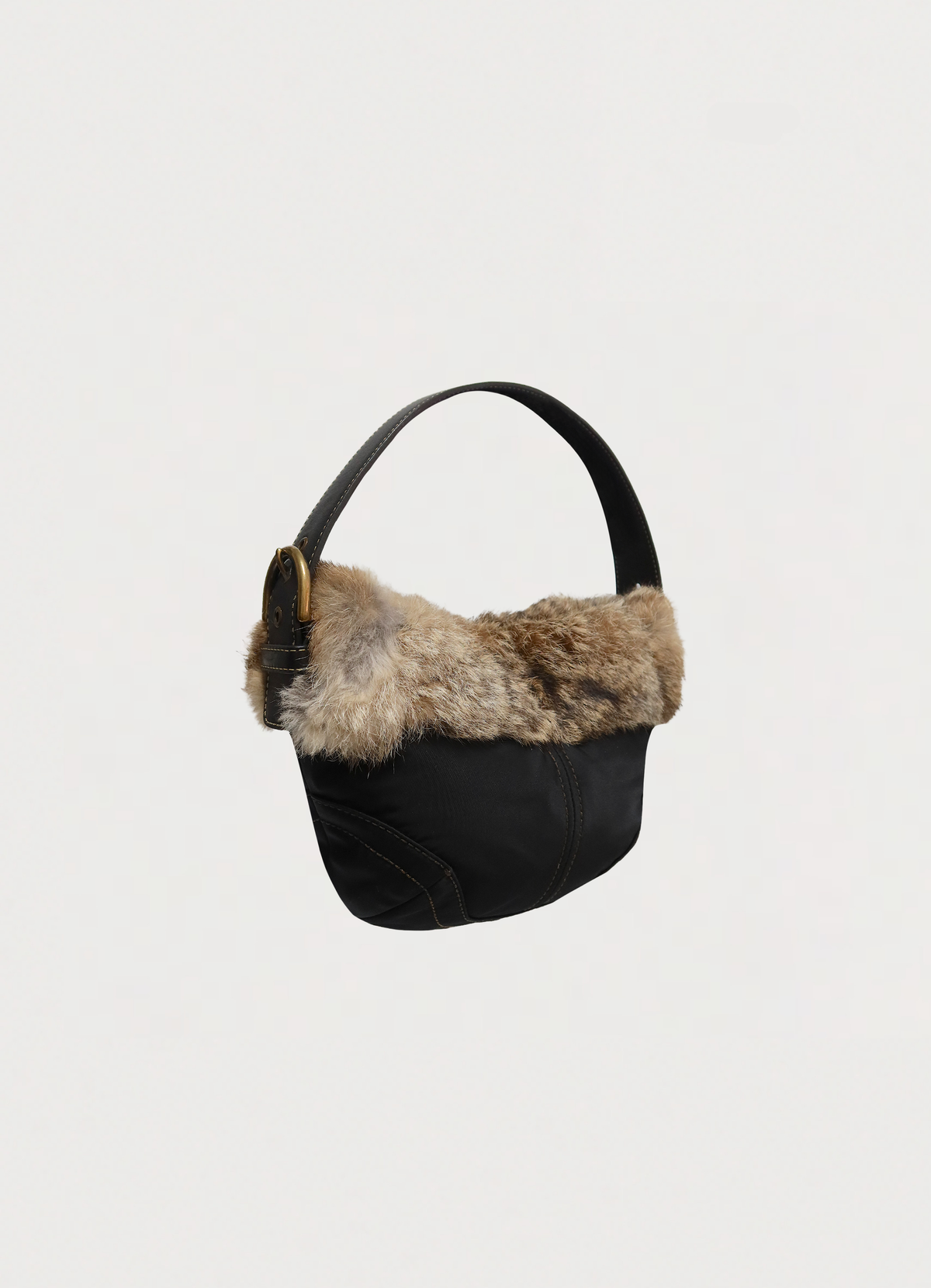PARKA SOHO RABBIT FUR TRIM HOBO BAG