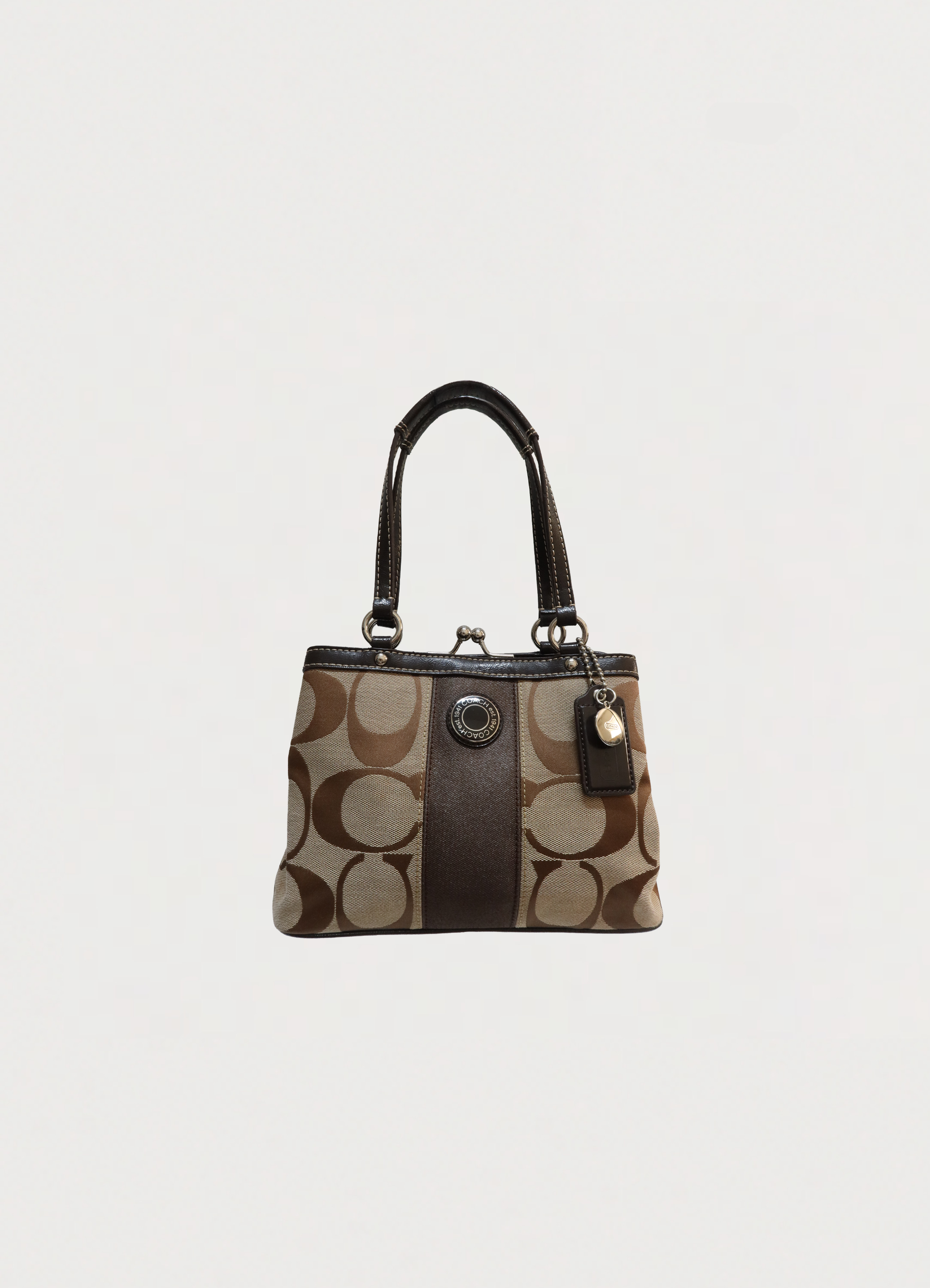 SIGNATURE STRIPE KISSLOCK SMALL HANDBAG
