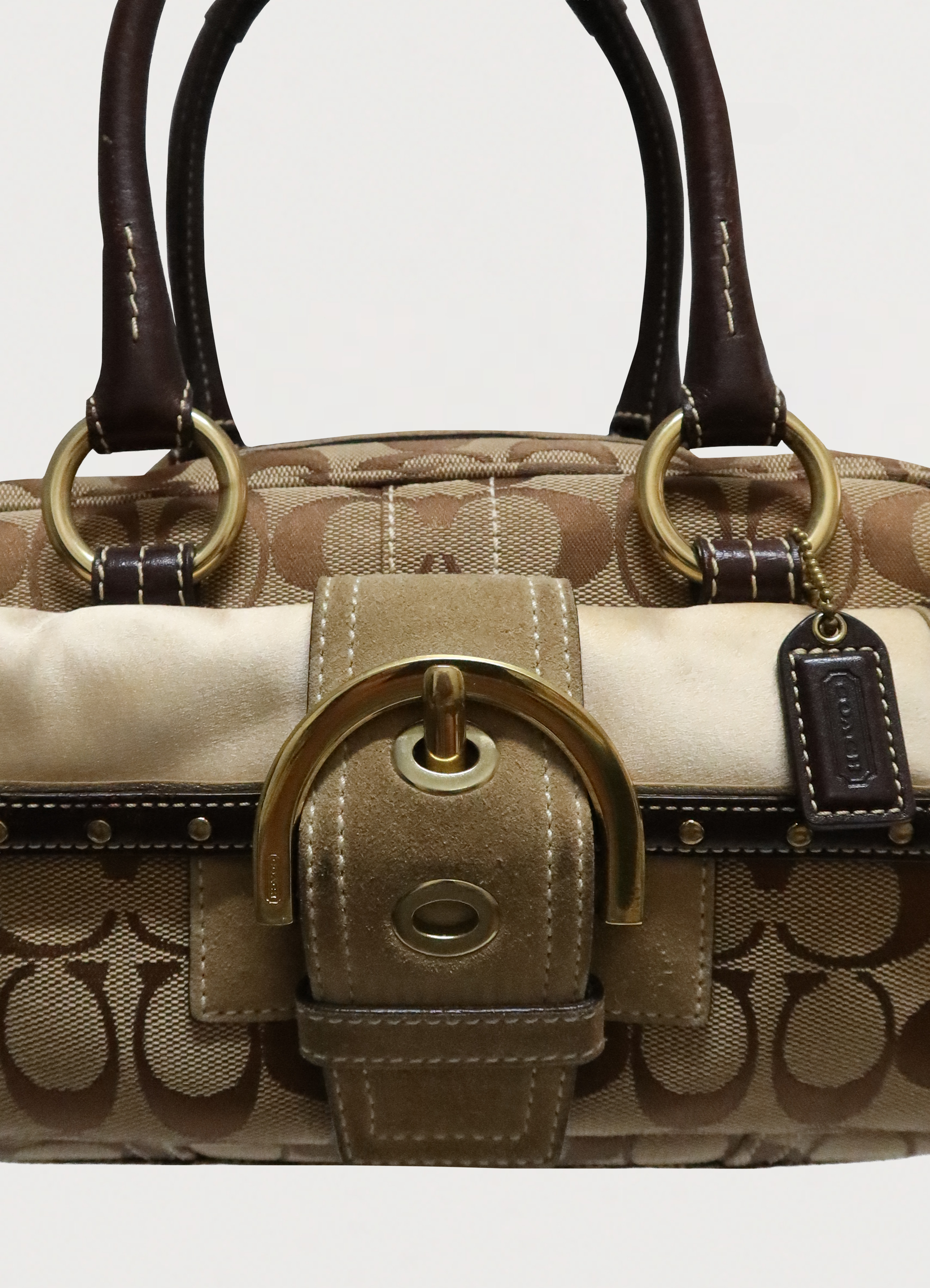 SOHO BUCKLE MONOGRAM SATCHEL BAG