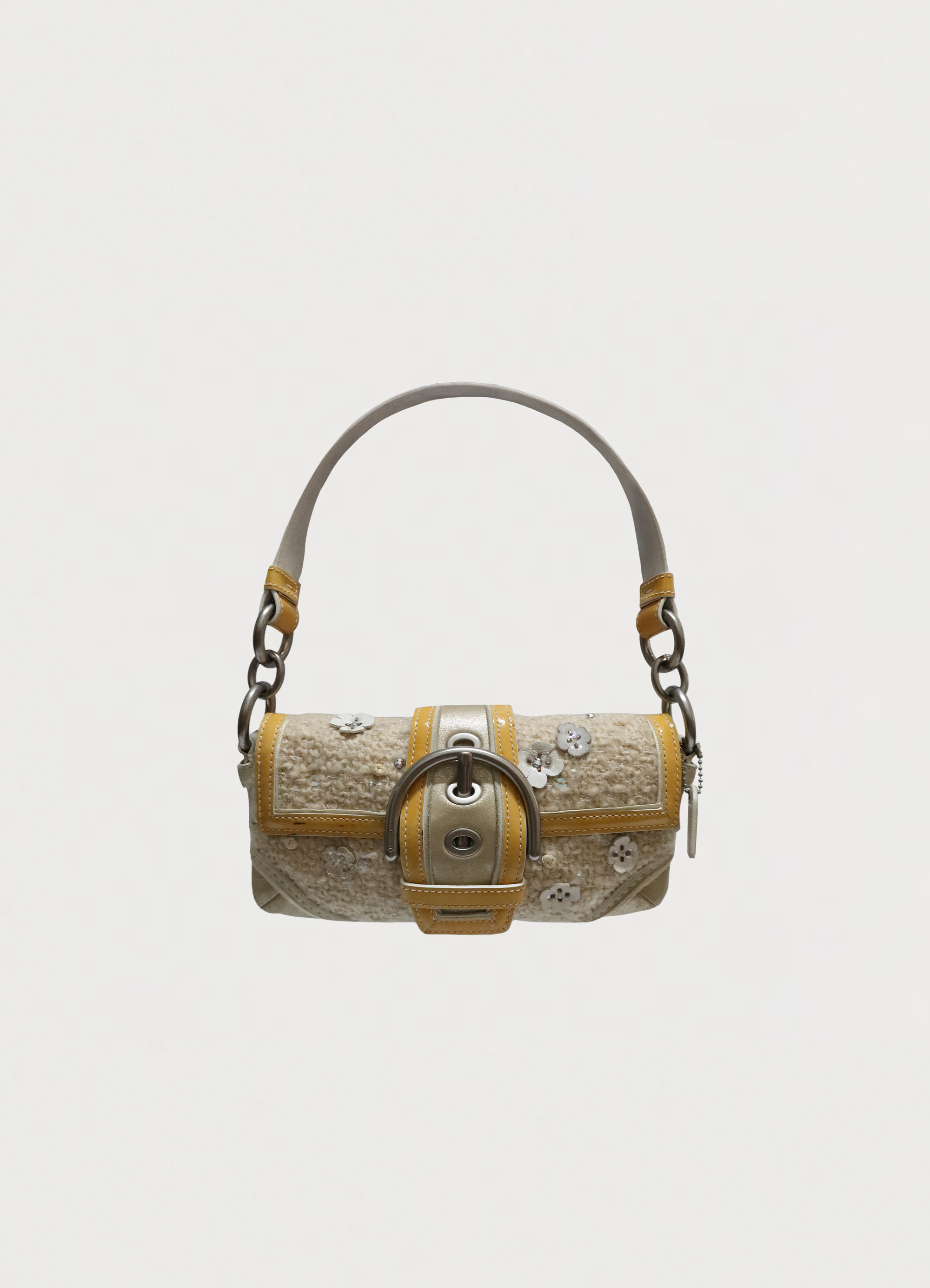 SOHO FLORAL TWEED FLAP SHOULDER BAG