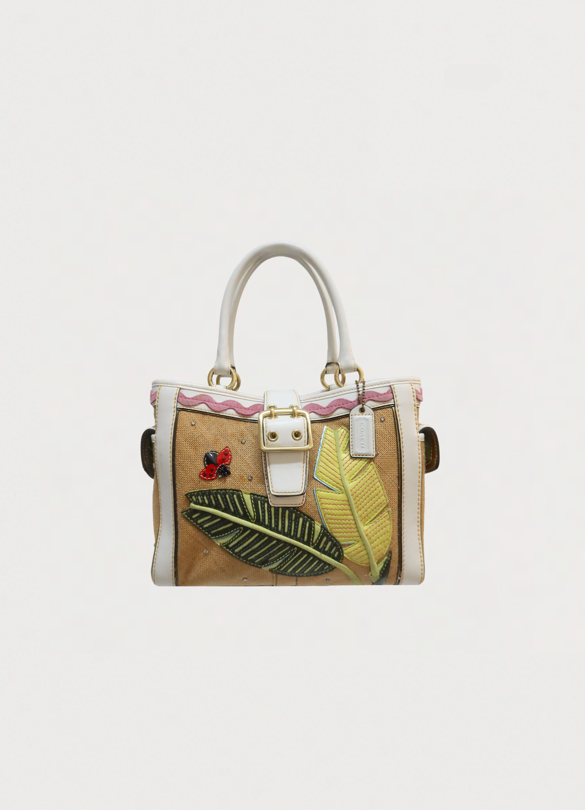 LIMITED EDITION LADYBUG TROPICAL LEAF BOXY STRAW TOTE BAG