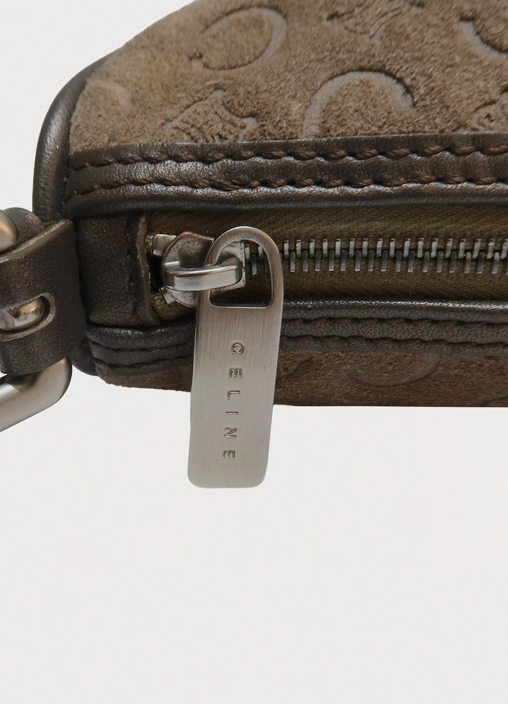C MACADAM MONOGRAM SUEDE SHOULDER BAG