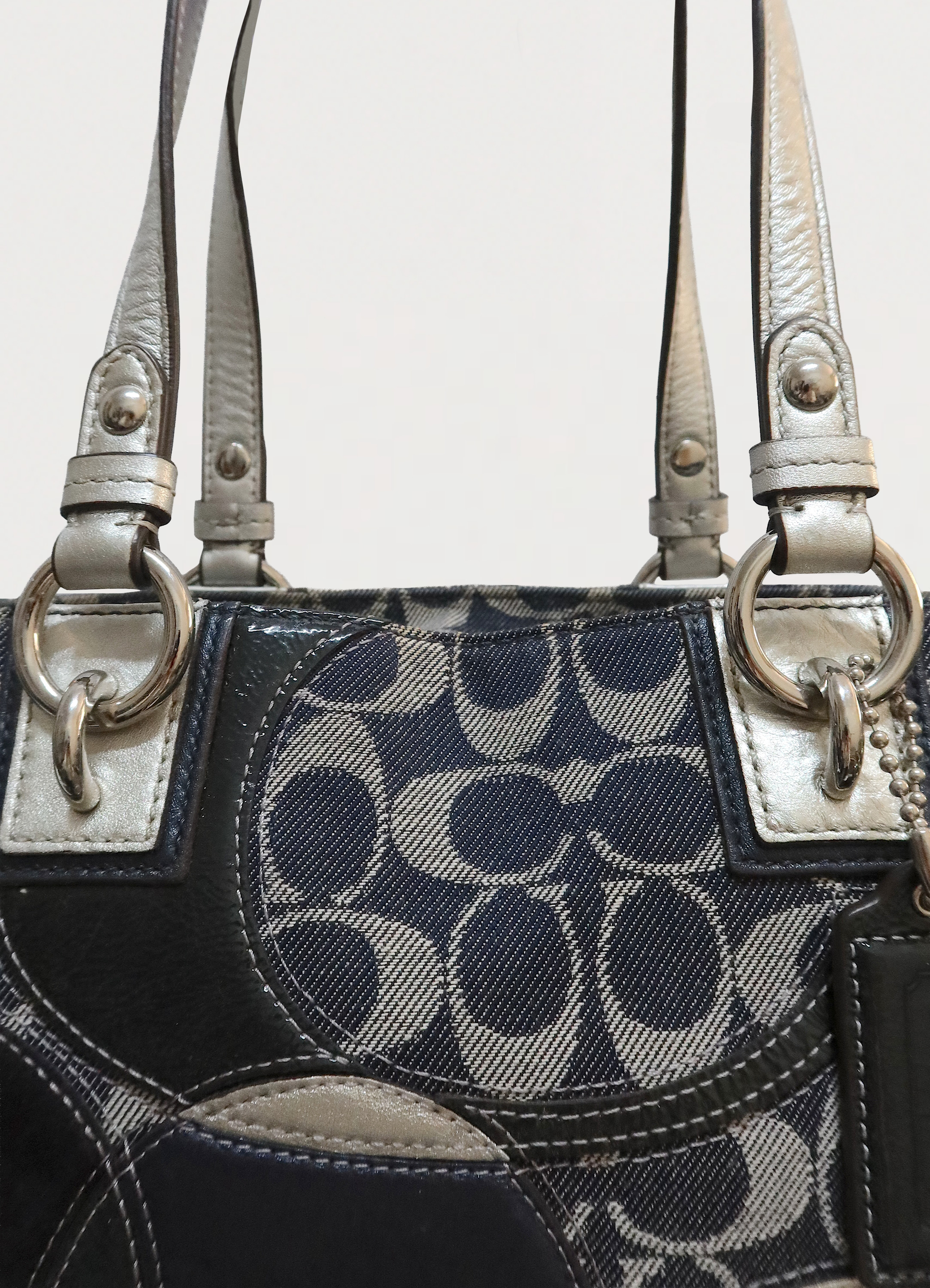 SIGNATURE DENIM PATCHWORK TOTE BAG