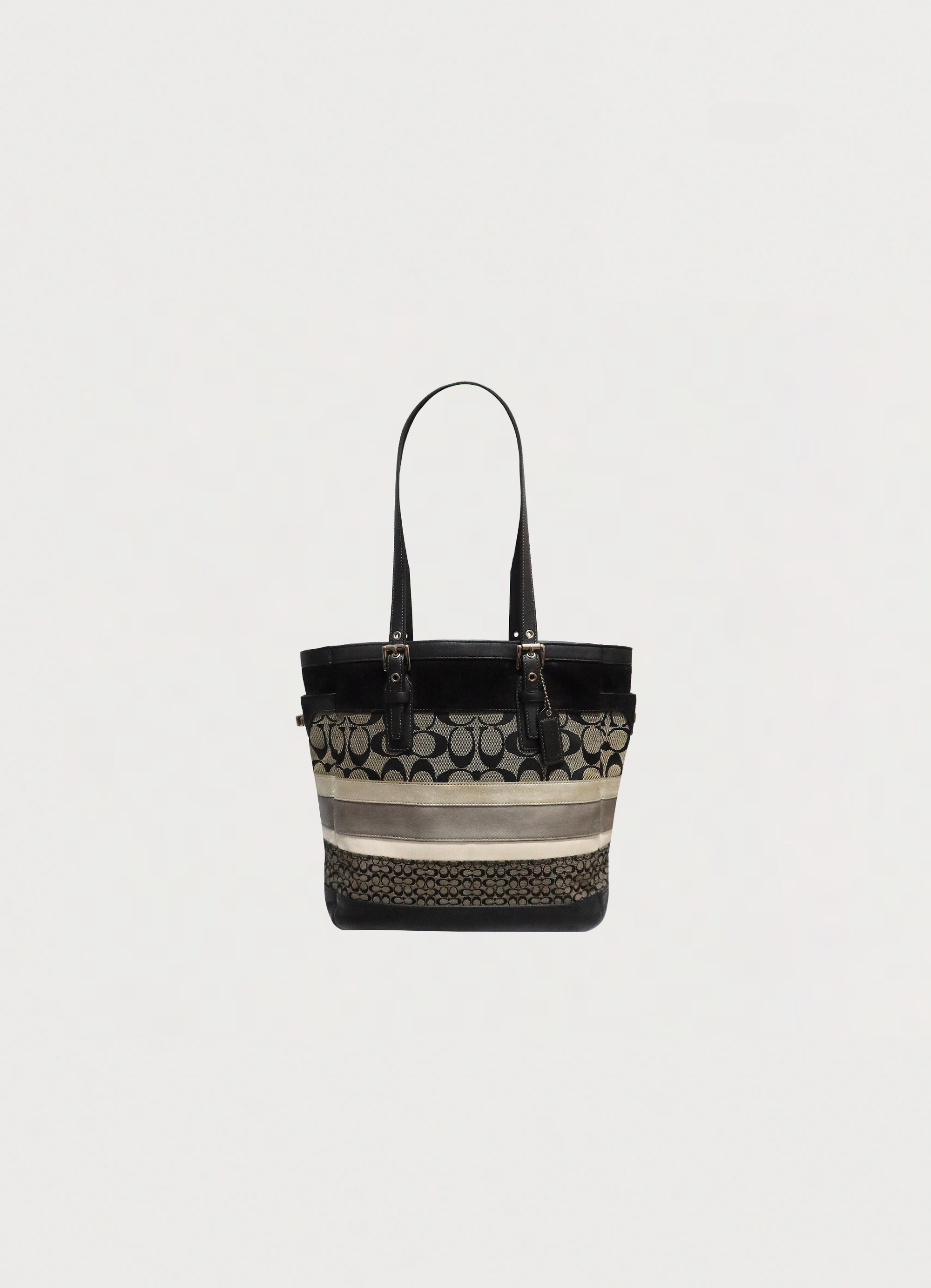 SIGNATURE STRIPE PATCHWORK MEDIUM TOTE BAG