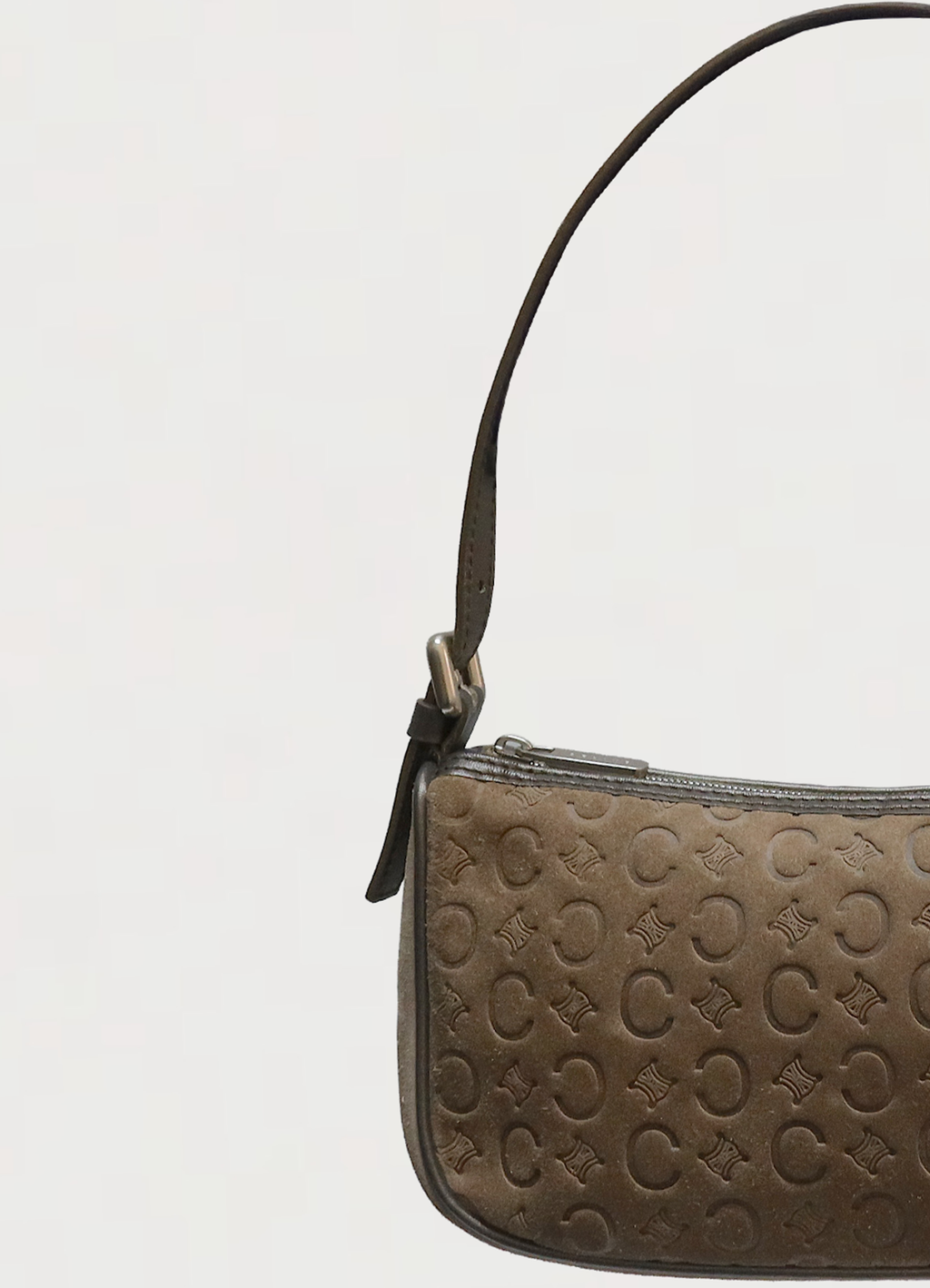 C MACADAM MONOGRAM SUEDE SHOULDER BAG