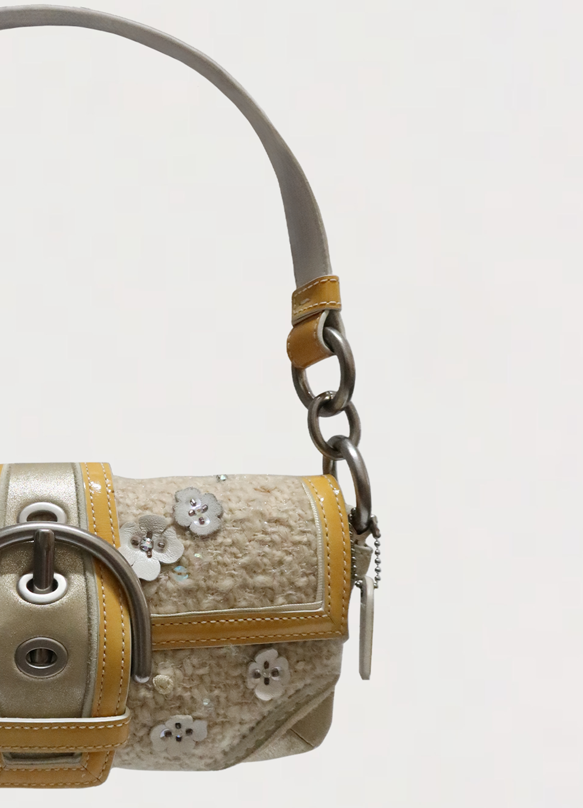 SOHO FLORAL TWEED FLAP SHOULDER BAG