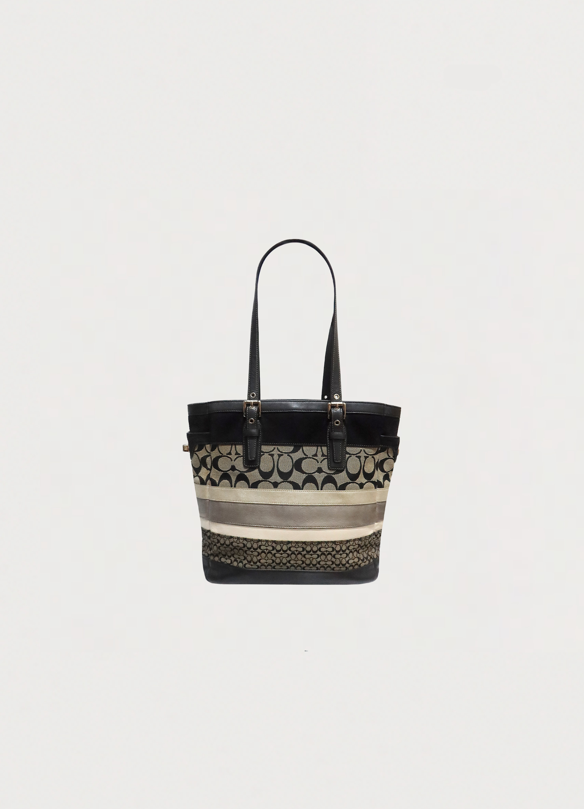 SIGNATURE STRIPE PATCHWORK MEDIUM TOTE BAG