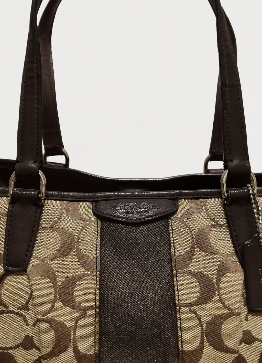 SIGNATURE STRIPE DRAWSTRING CARRYALL SHOULDER BAG