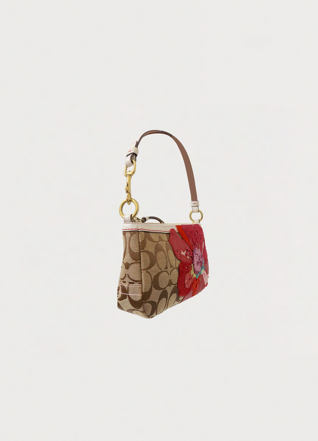 POPPY FLOWER APPLIQUE DEMI SHOULDER BAG