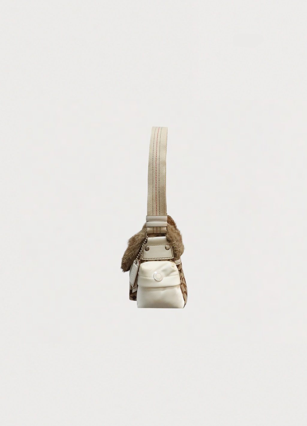 FUR TRIMMED SIGNATURE SHOULDER BAG