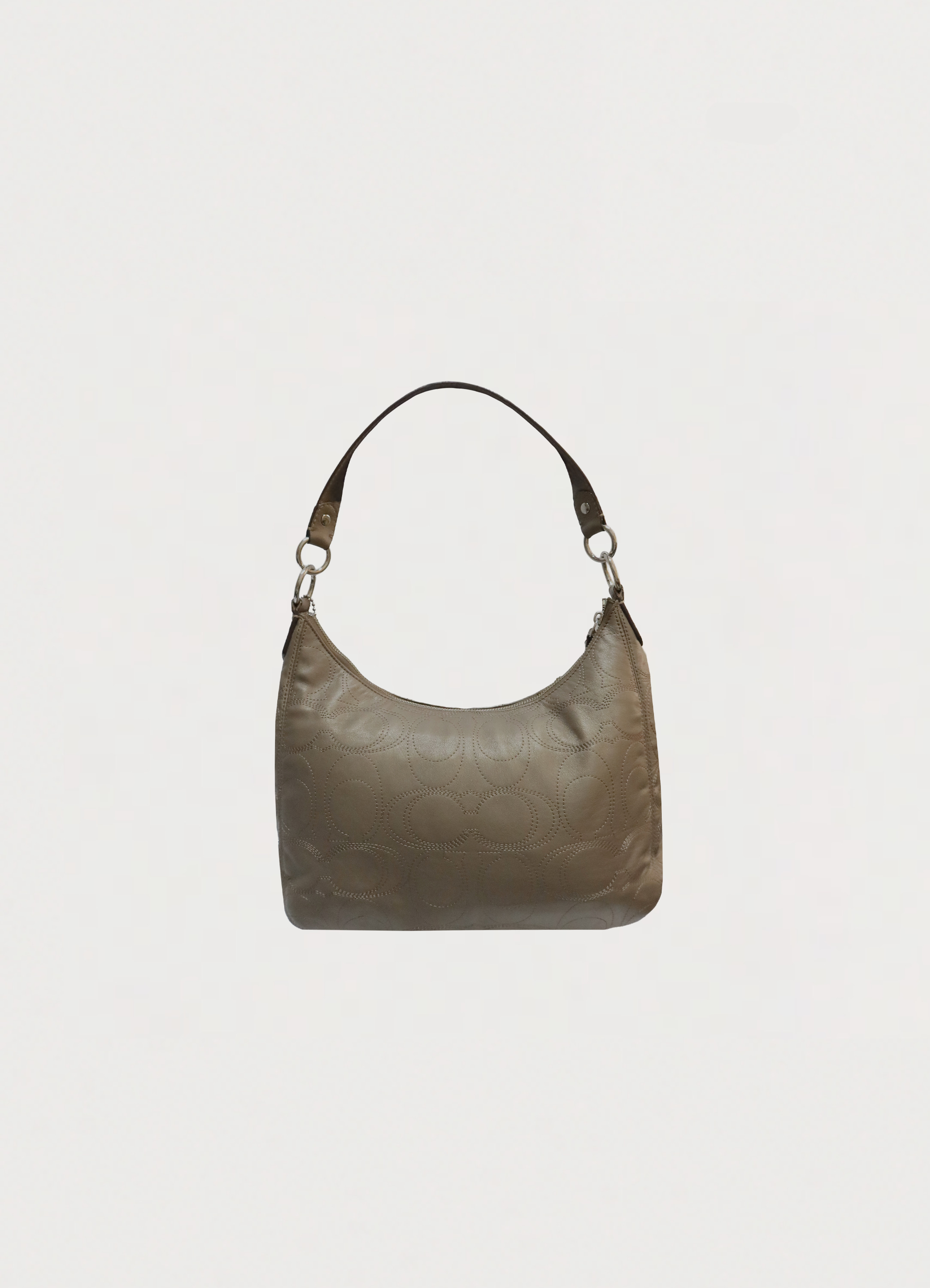 STITCHED SIGNATURE METALLIC HOBO SHOULDER BAG