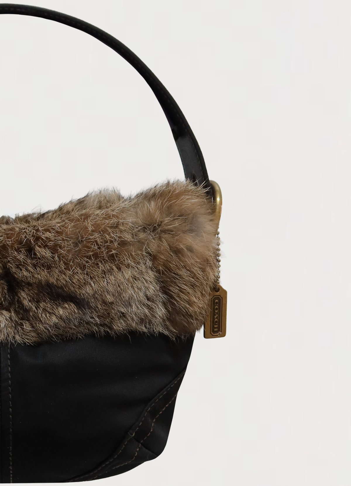 PARKA SOHO RABBIT FUR TRIM HOBO BAG