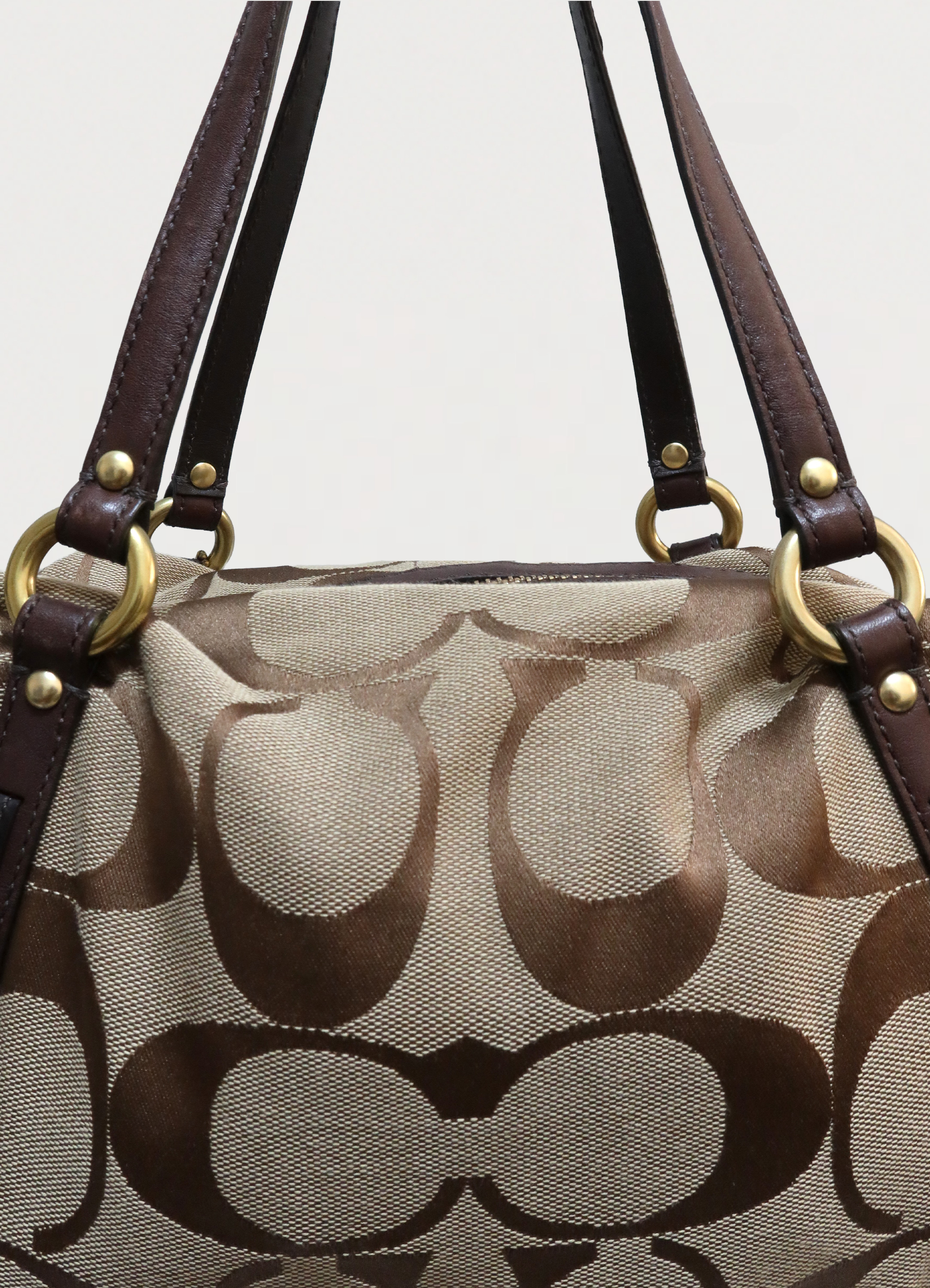 SIGNATURE MONOGRAM SATCHEL SHOULDER BAG