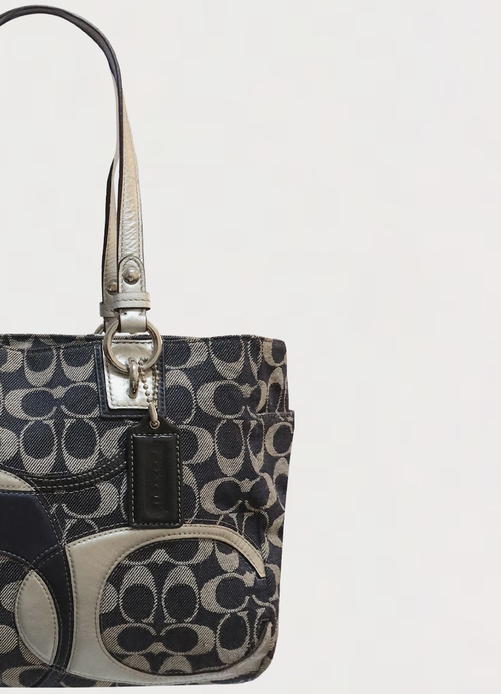 SIGNATURE DENIM PATCHWORK TOTE BAG