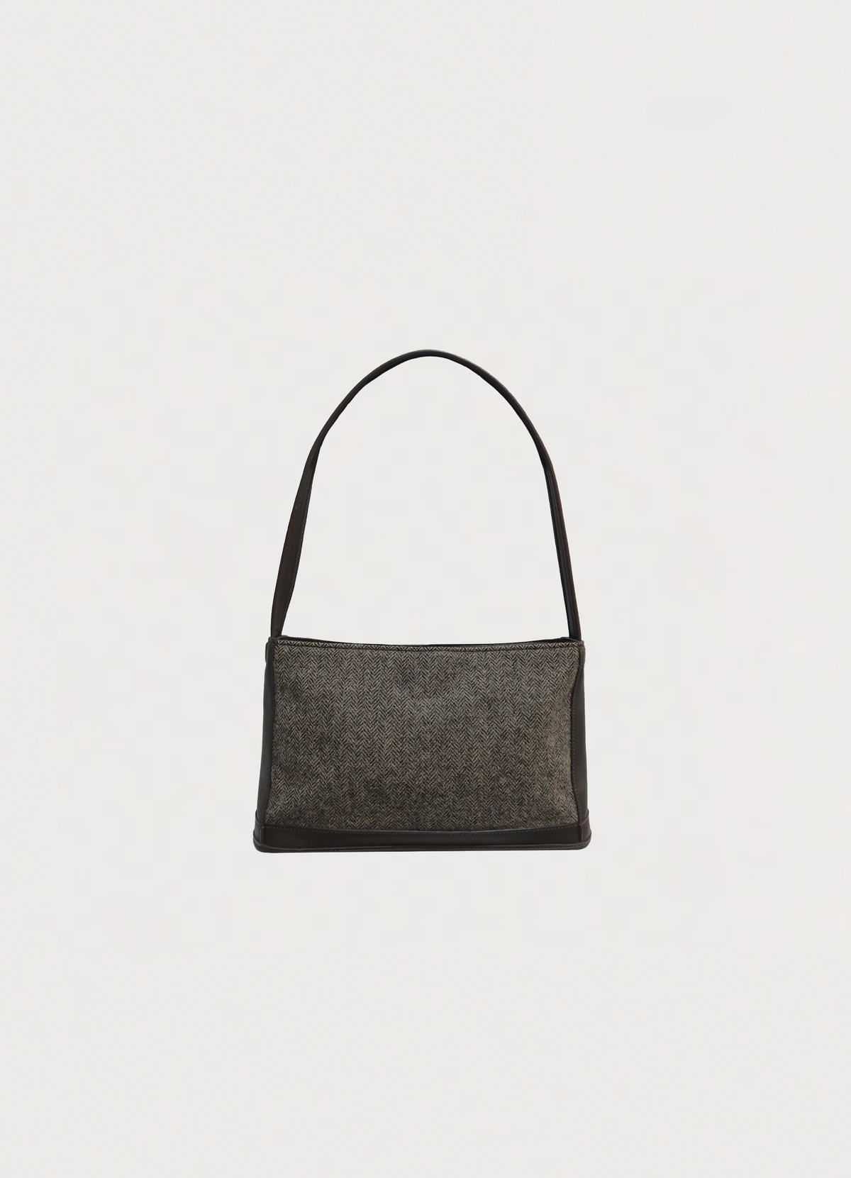 HERRINGBONE TWEED LEATHER SHOULDER BAG