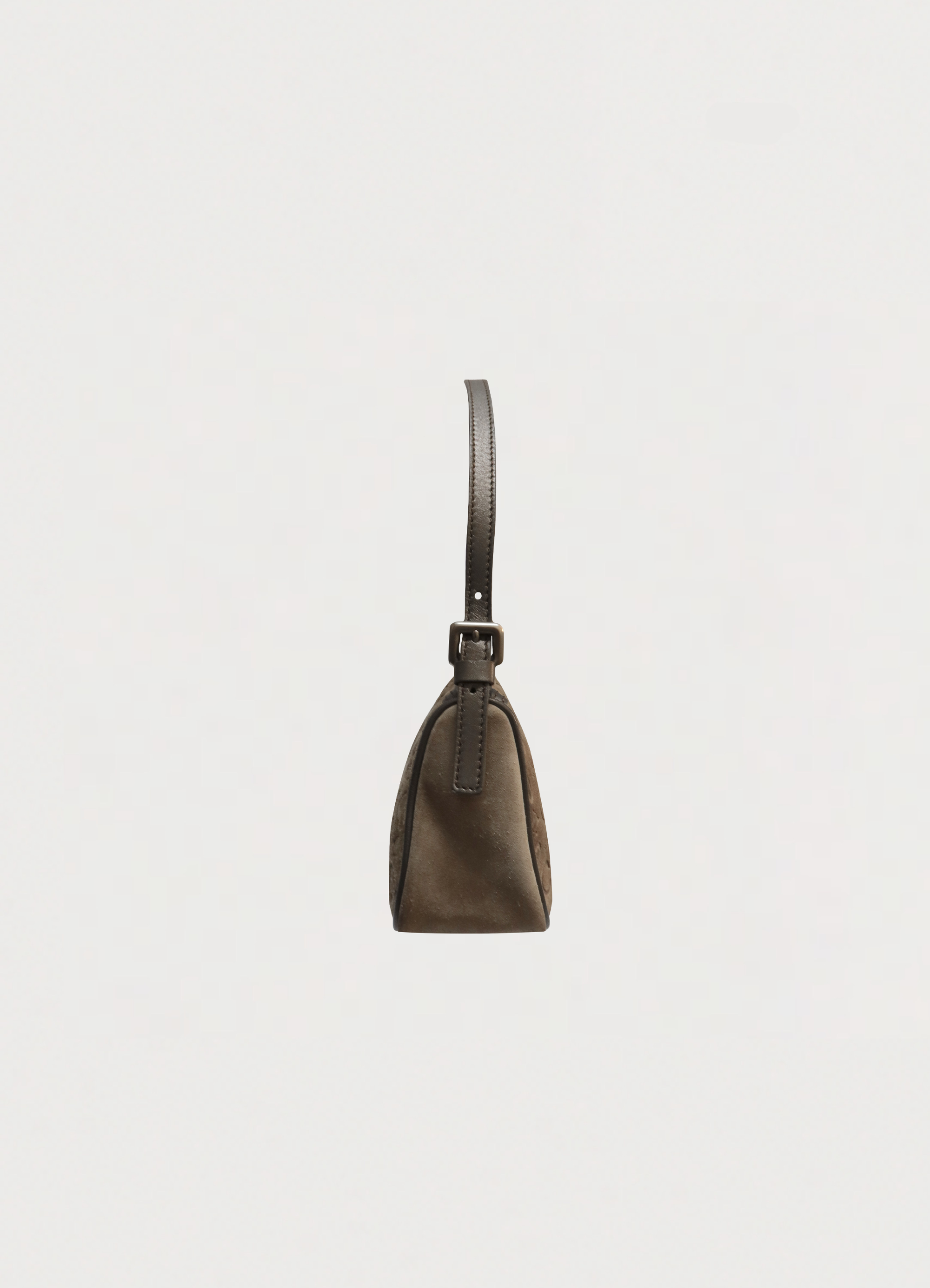 C MACADAM MONOGRAM SUEDE SHOULDER BAG