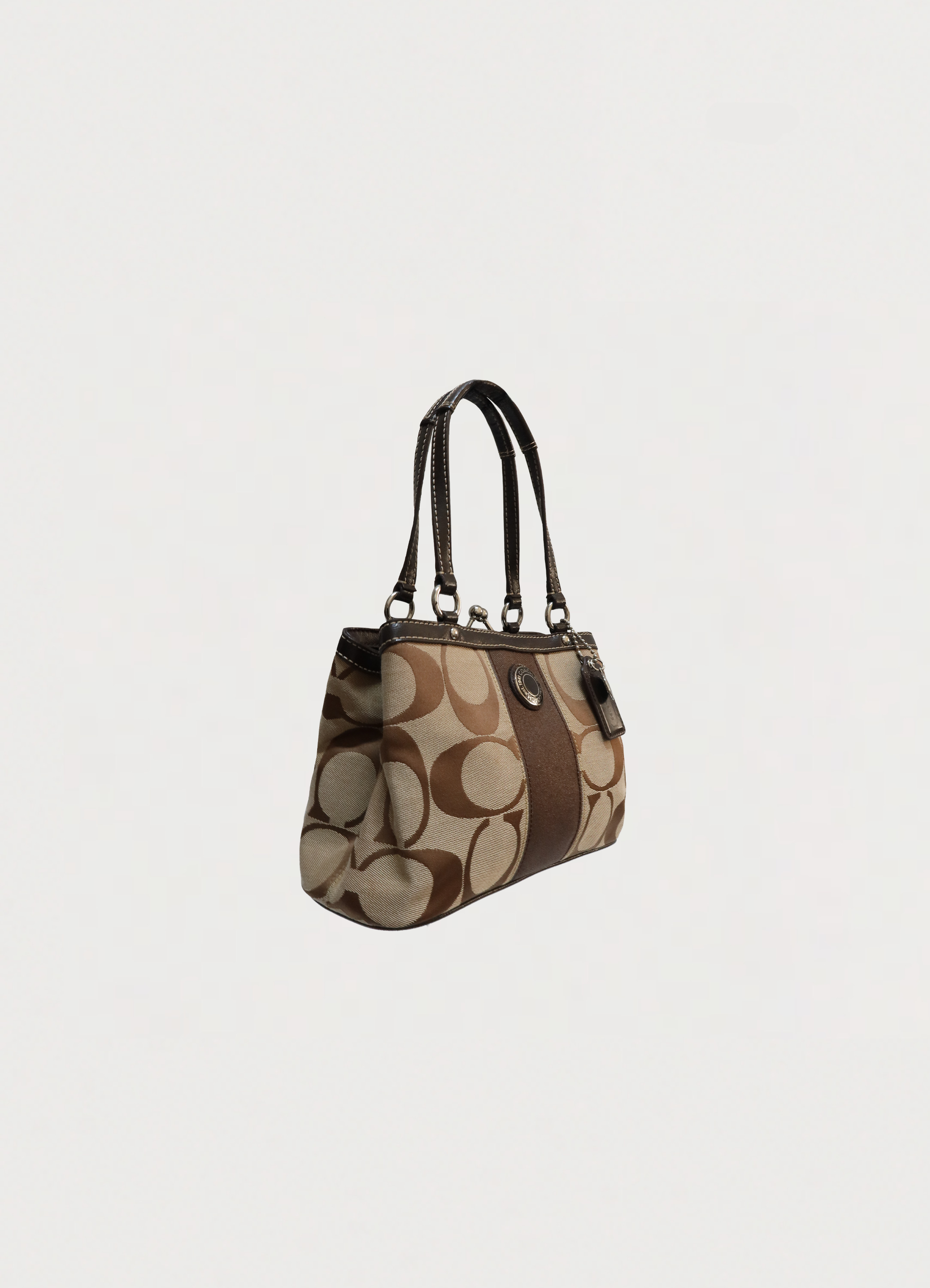 SIGNATURE STRIPE KISSLOCK SMALL HANDBAG