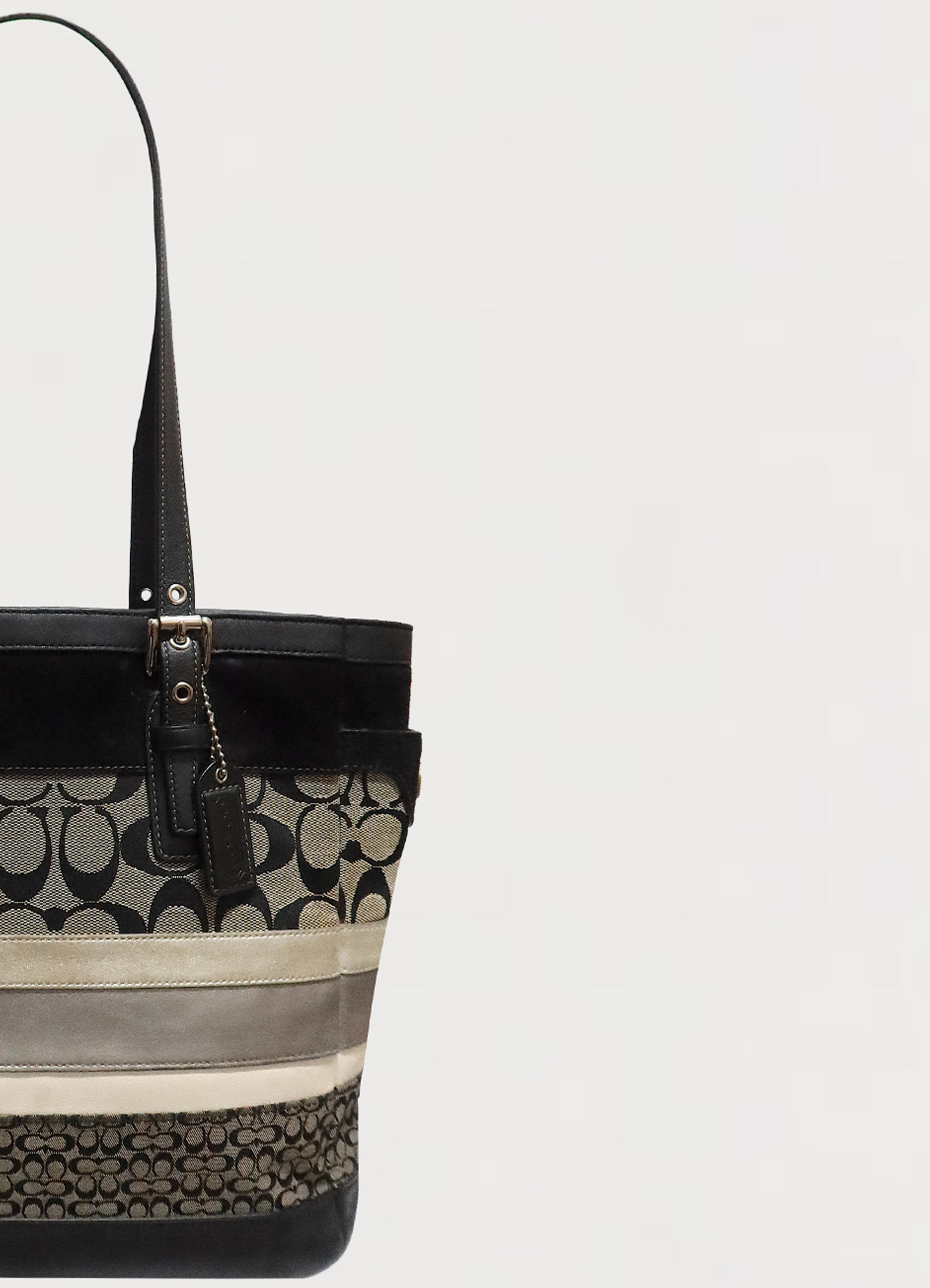 SIGNATURE STRIPE PATCHWORK MEDIUM TOTE BAG