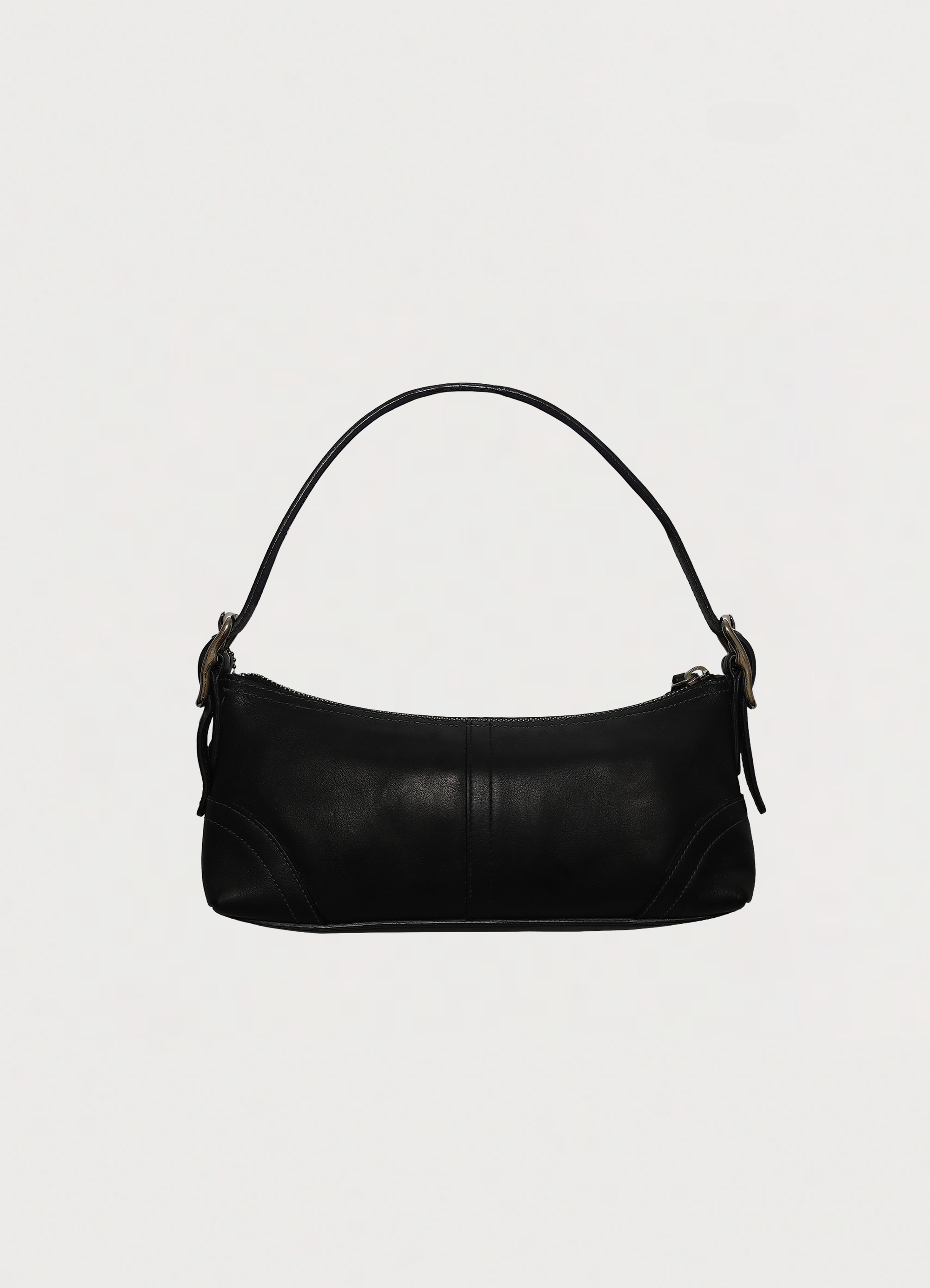 Vintage coach black east west demi leather baguette bag showing back