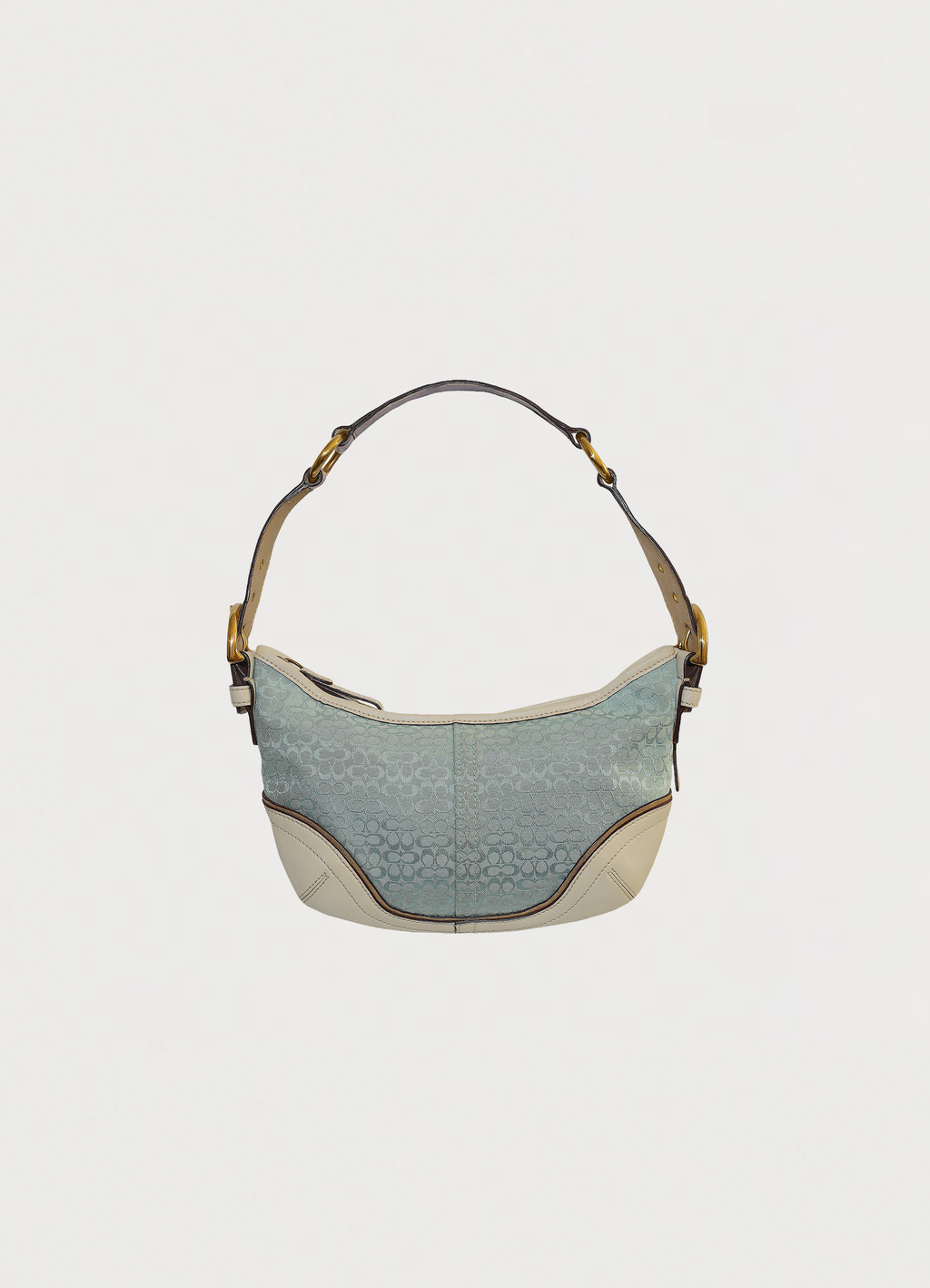 Vintage coach blue soho hobo monogram shoulder bag showing back 