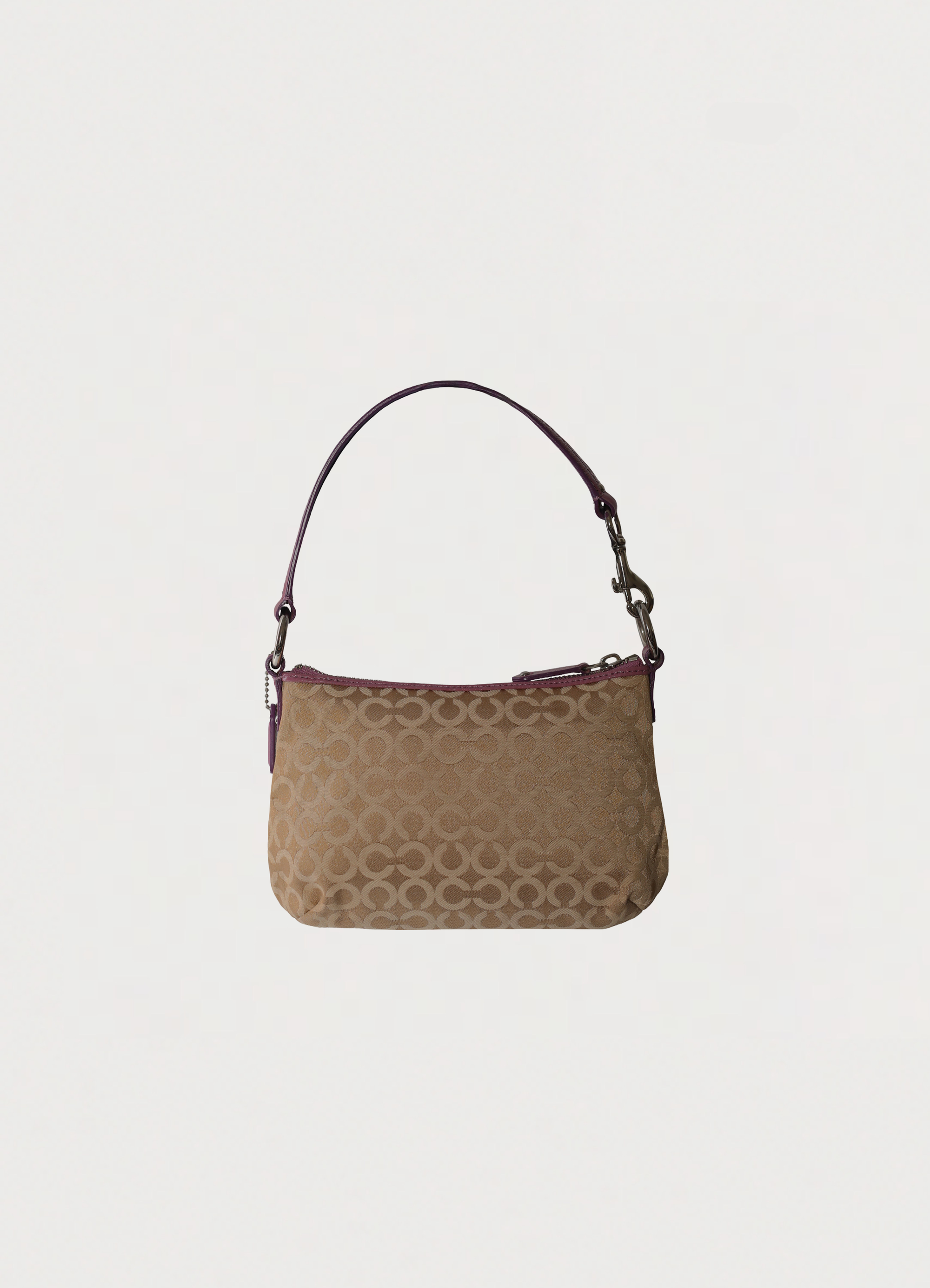 Vintage coach purple mixed op art monogram pochette bag showing back