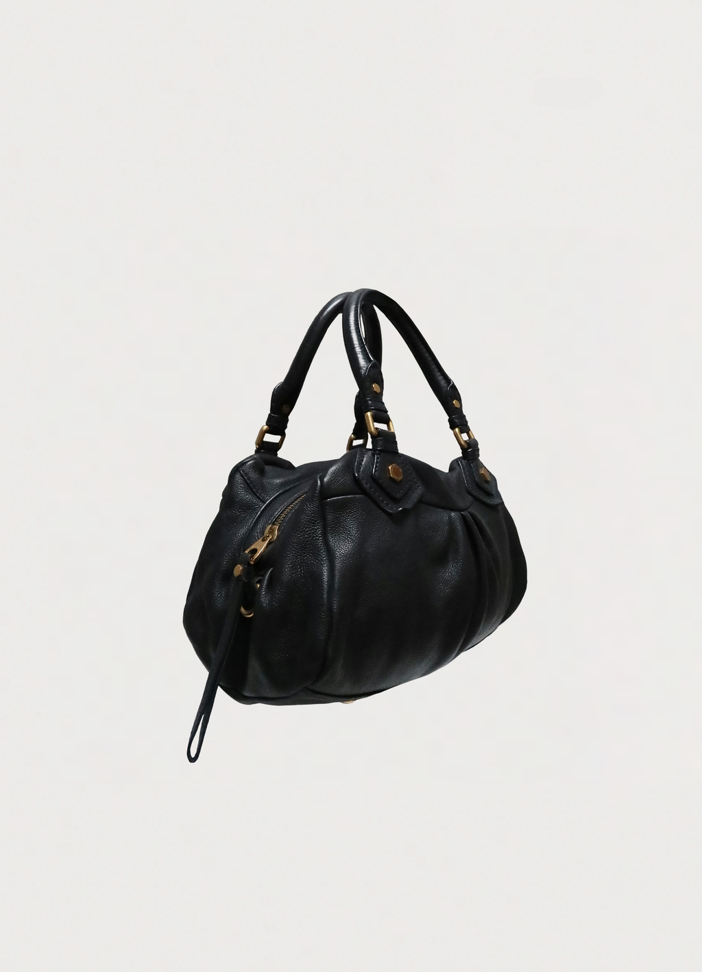 Vintage marc jacobs navy blue classic q baby groovee handbag showing angled side