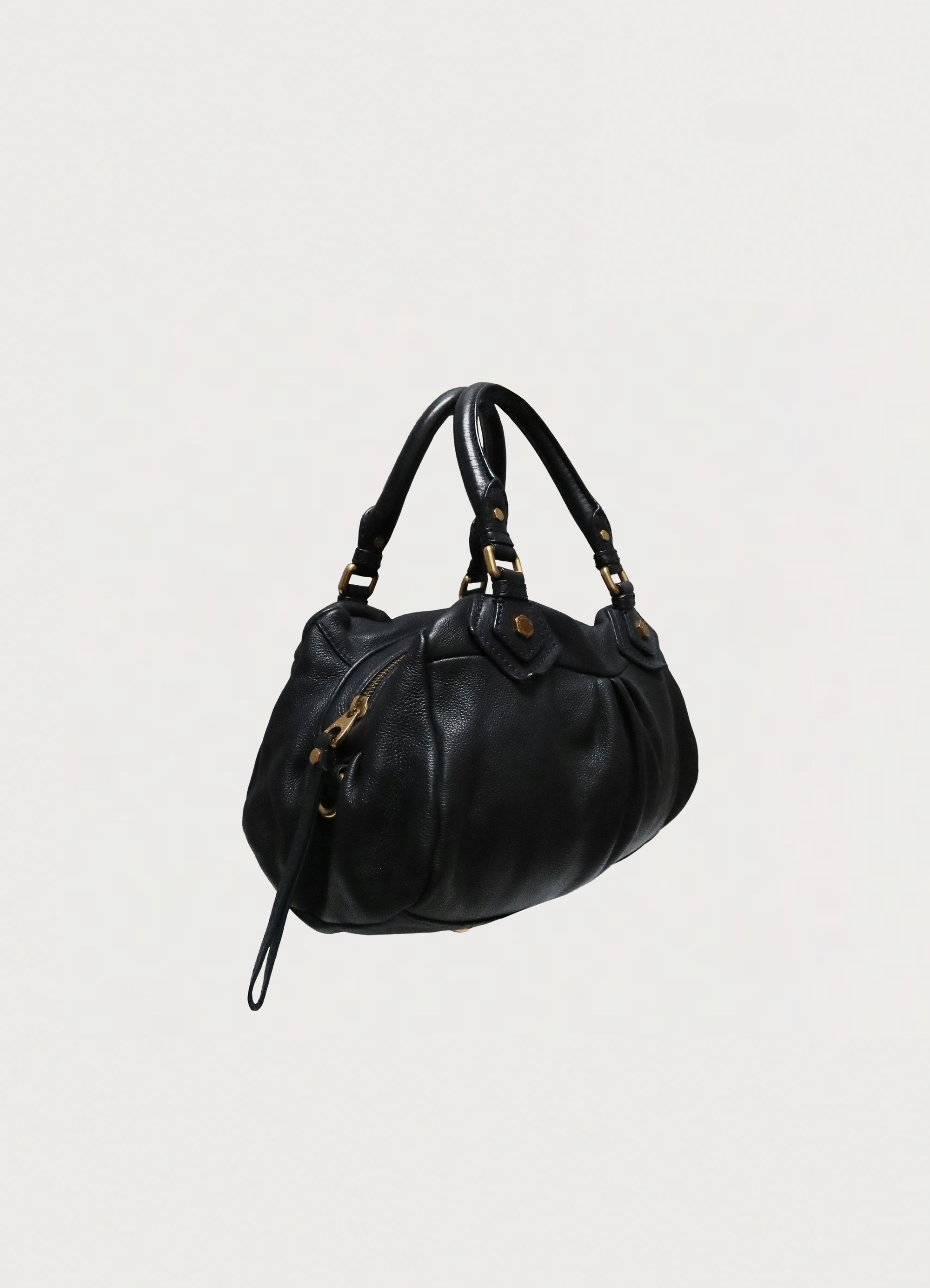 Vintage marc jacobs navy blue classic q baby groovee handbag showing angled side