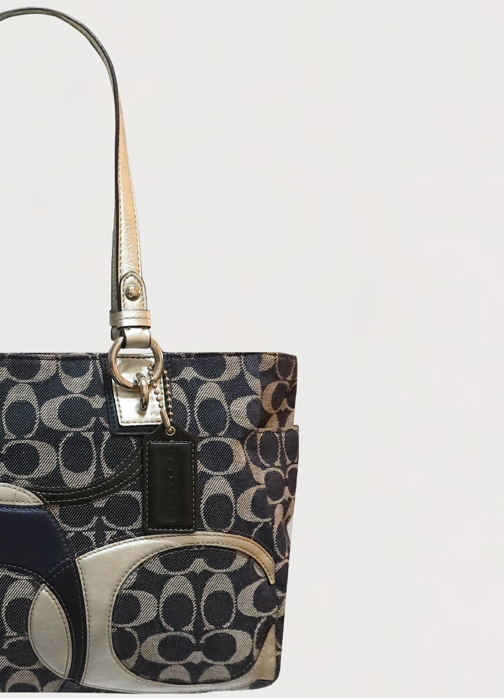 SIGNATURE DENIM PATCHWORK TOTE BAG
