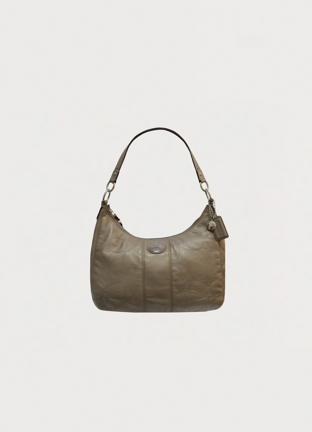 STITCHED SIGNATURE METALLIC HOBO SHOULDER BAG