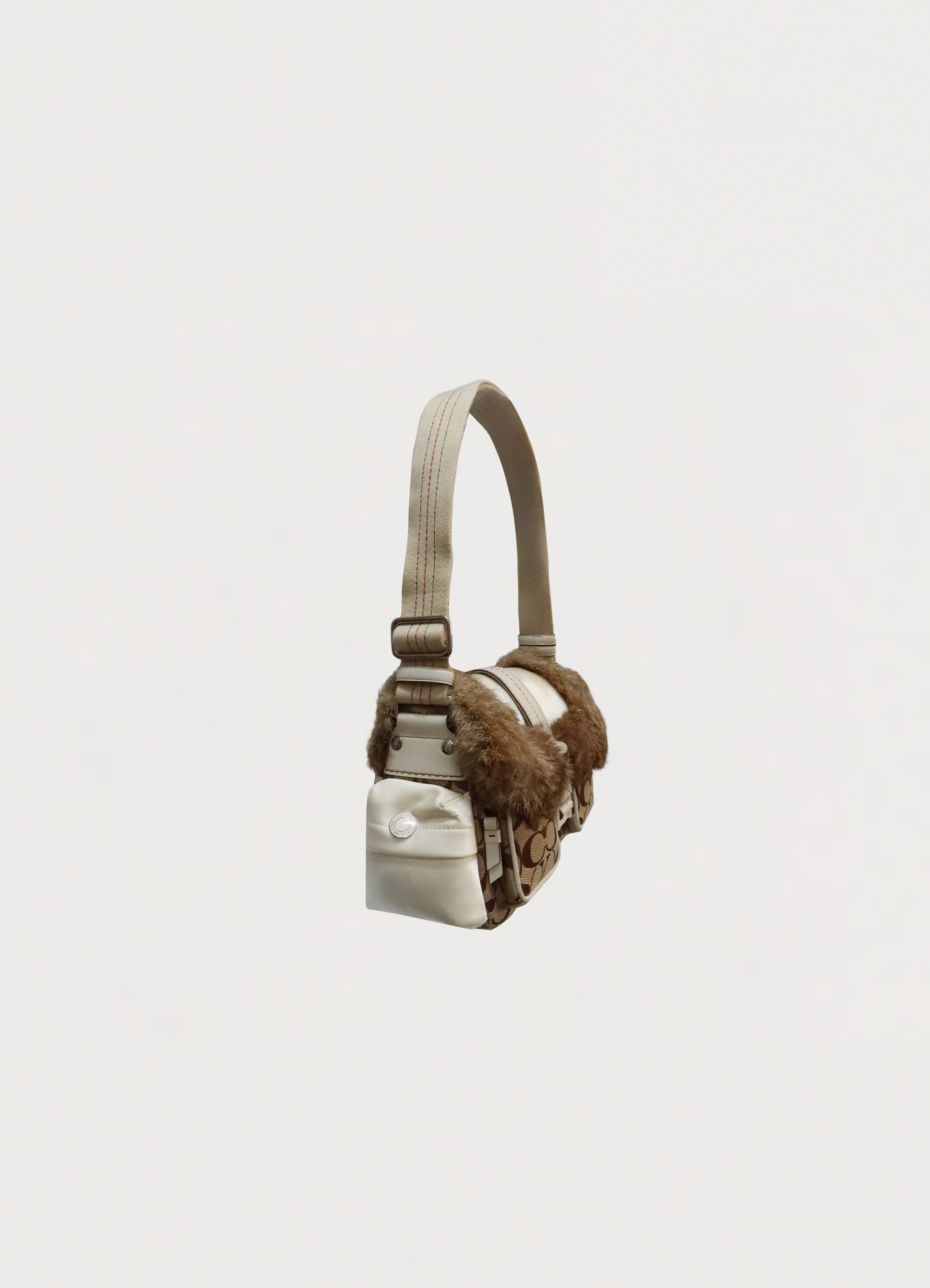 FUR TRIMMED SIGNATURE SHOULDER BAG