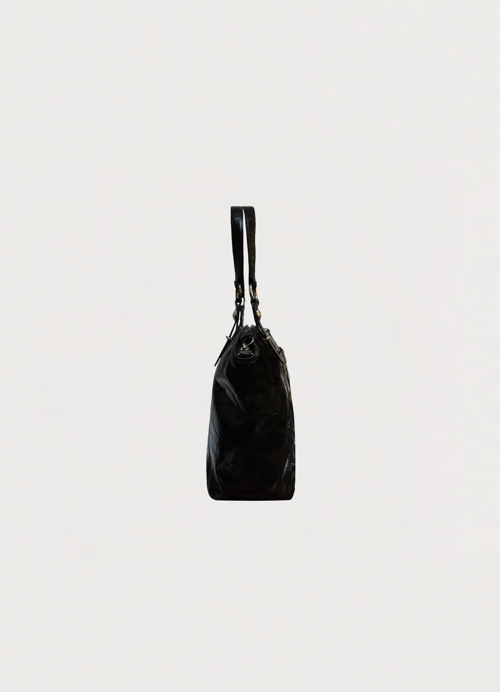 SIGNATURE PATENT LEATHER TOTE