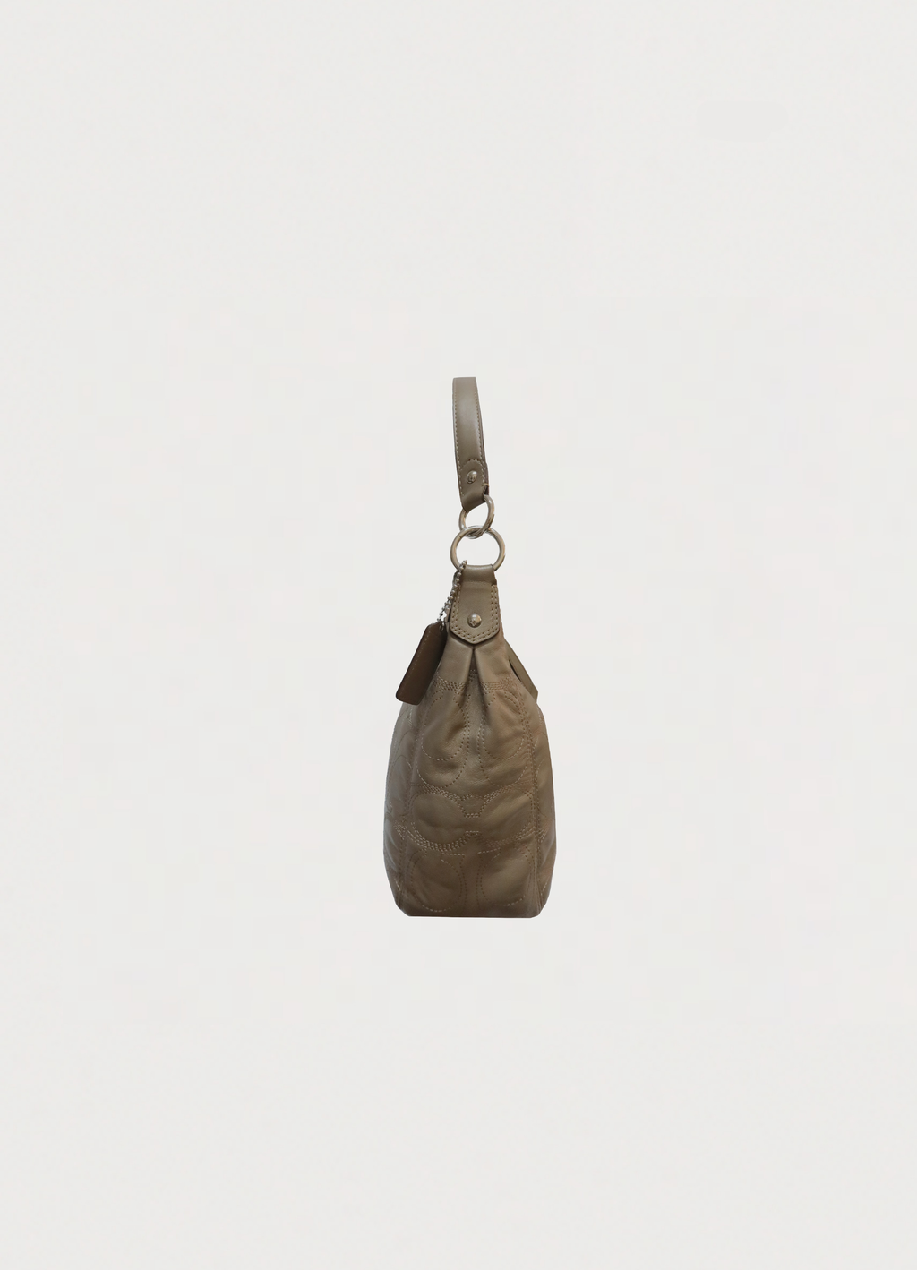 STITCHED SIGNATURE METALLIC HOBO SHOULDER BAG